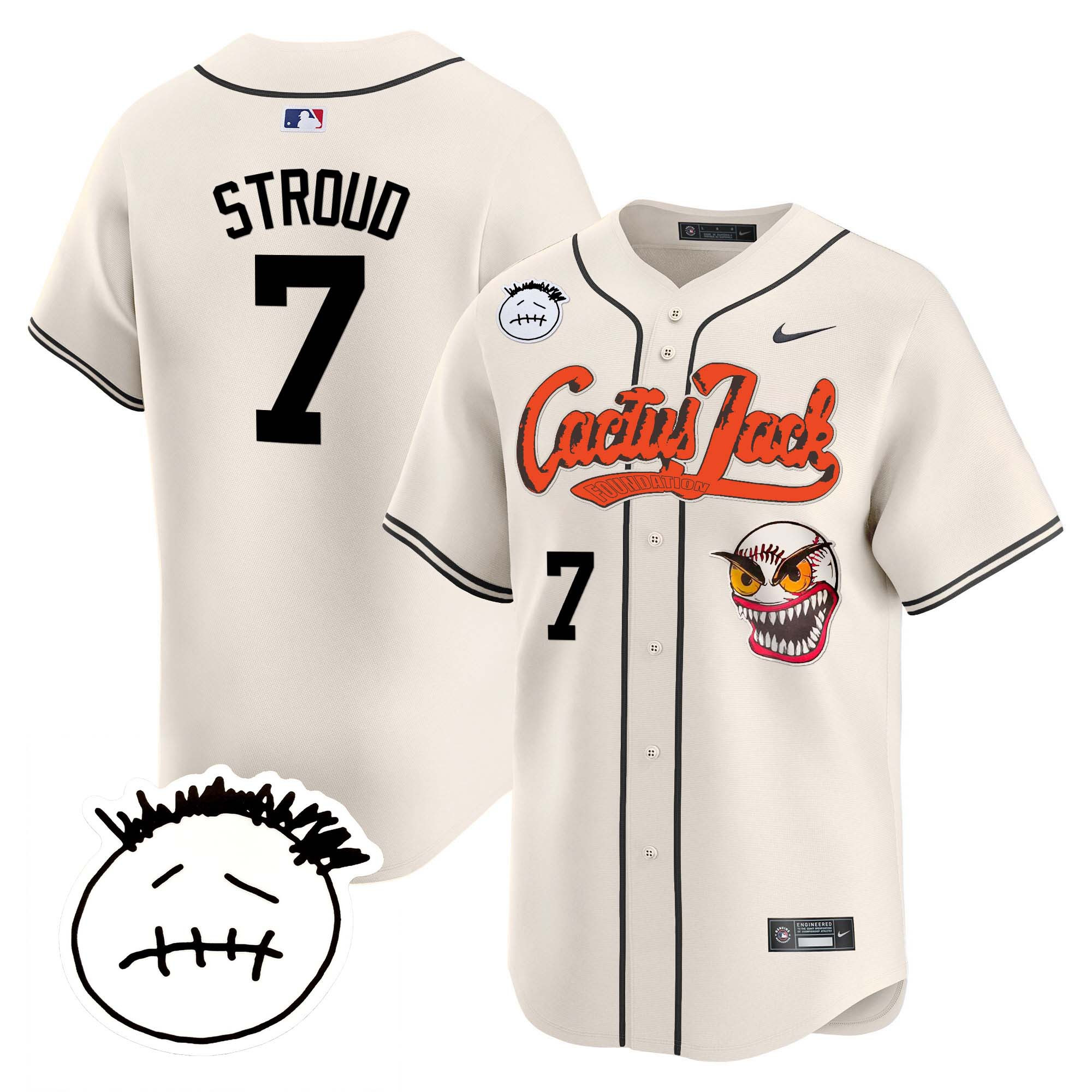 Men's Houston Astros Cactus Jack Patch Vapor Premier Limited Jersey V3 - Stitched