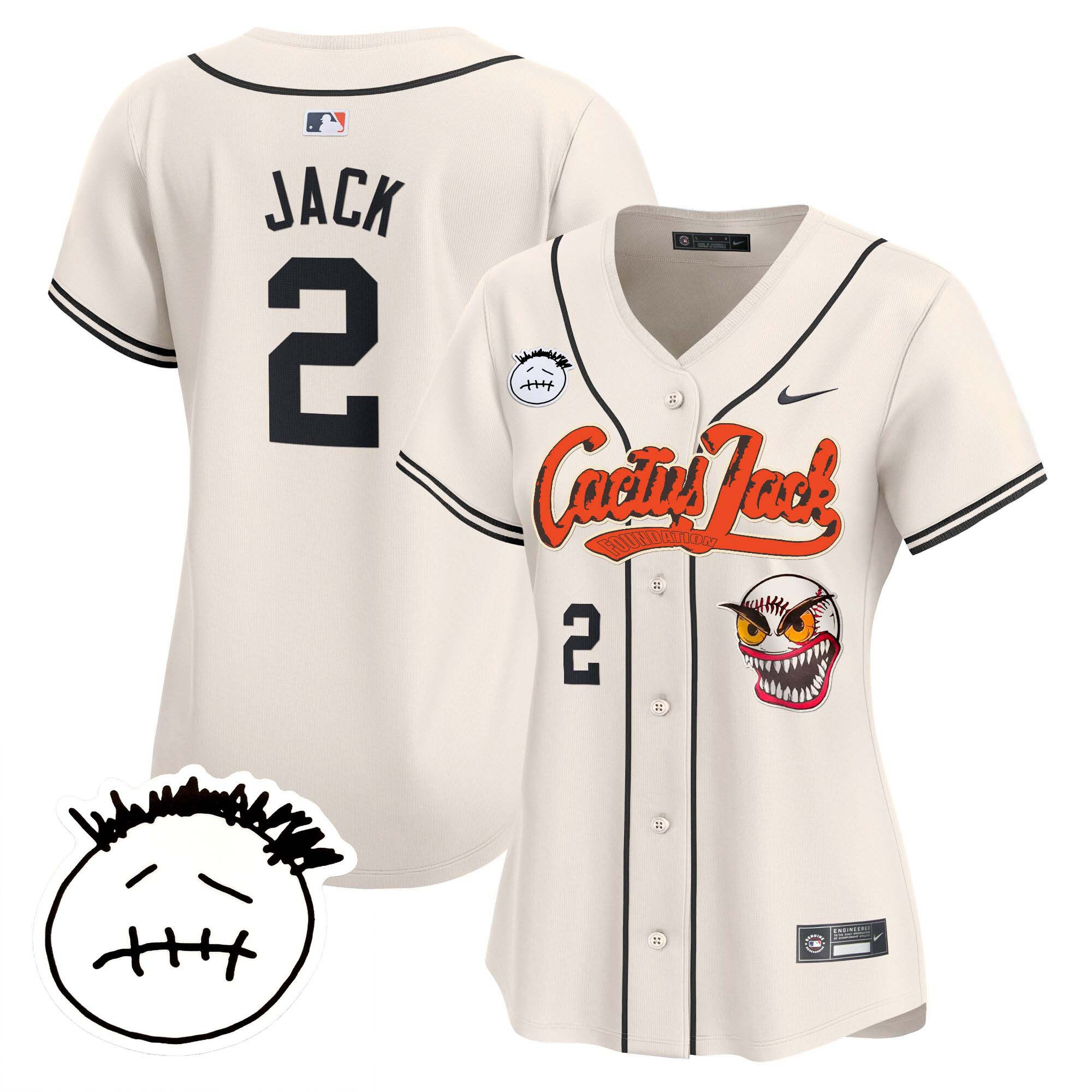 Women's Houston Astros Cactus Jack Patch Vapor Premier Limited Jersey V3 - Stitched - Image 2