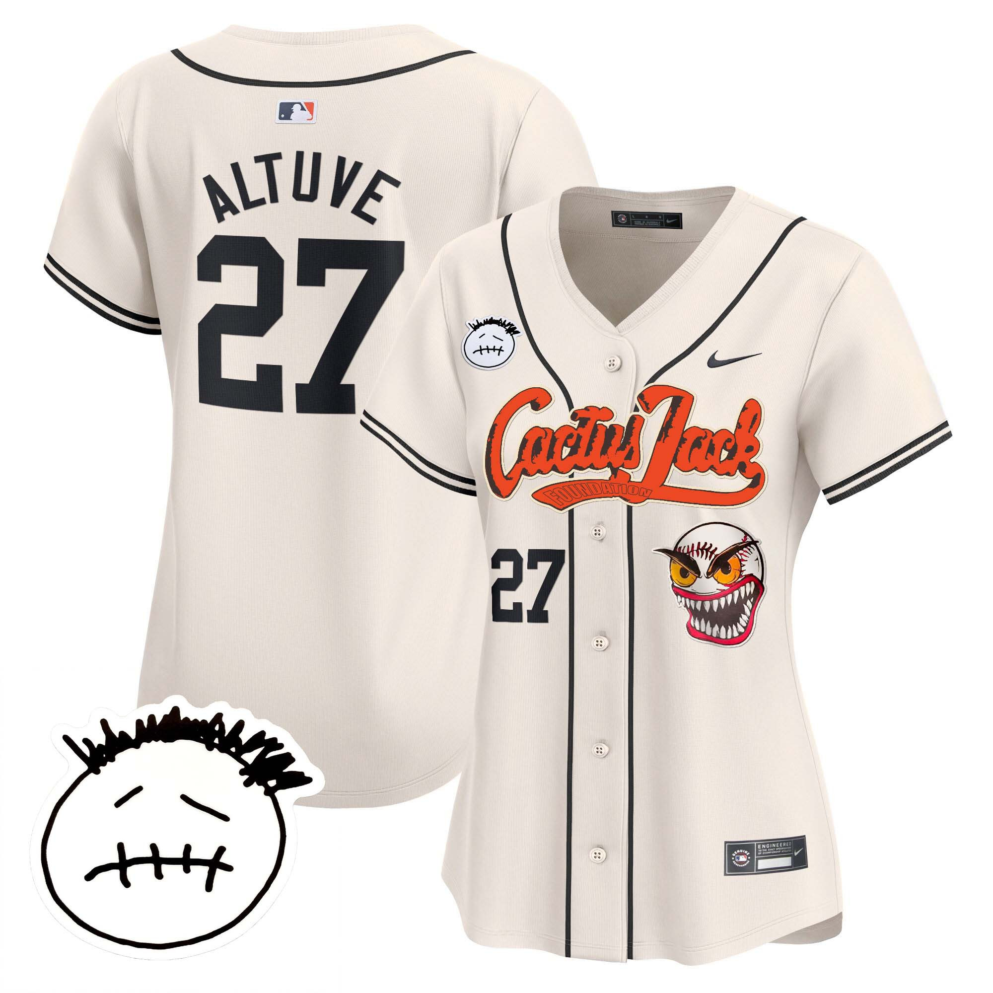 Women's Houston Astros Cactus Jack Patch Vapor Premier Limited Jersey V3 - Stitched - Image 5
