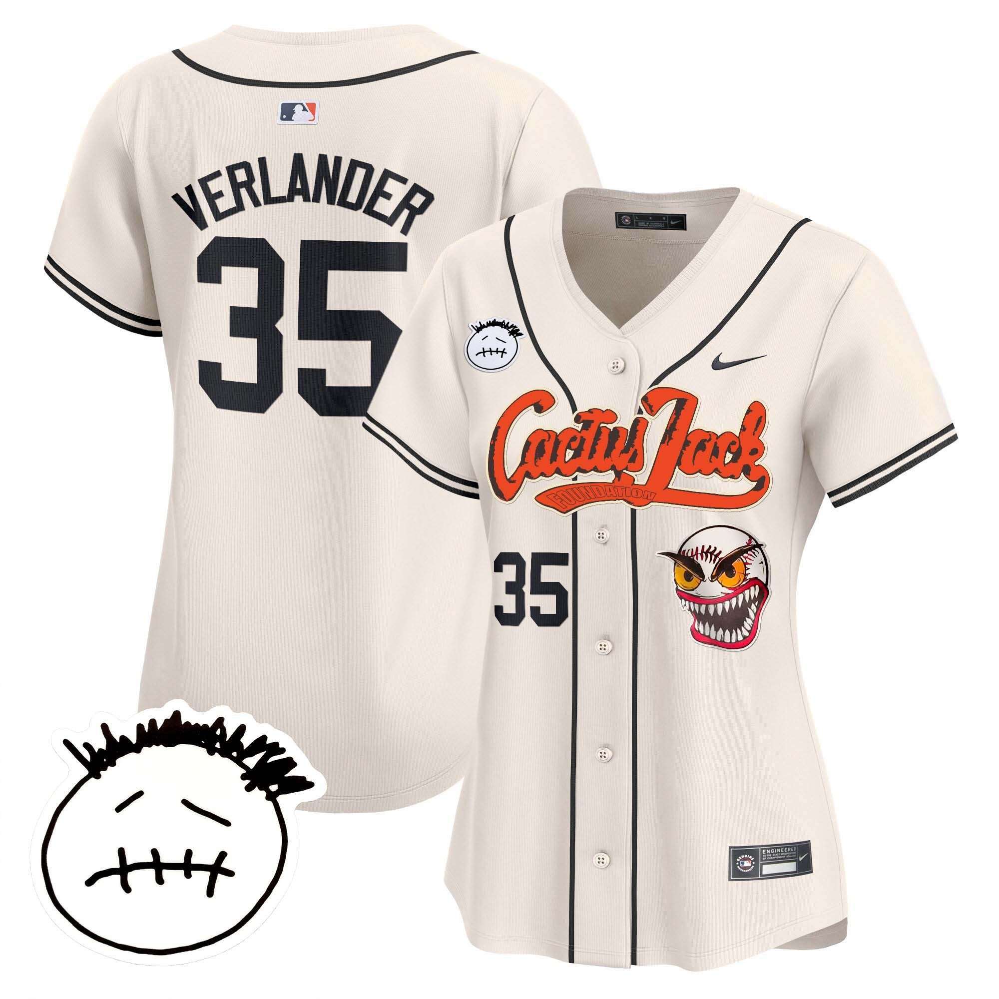 Women's Houston Astros Cactus Jack Patch Vapor Premier Limited Jersey V3 - Stitched - Image 7