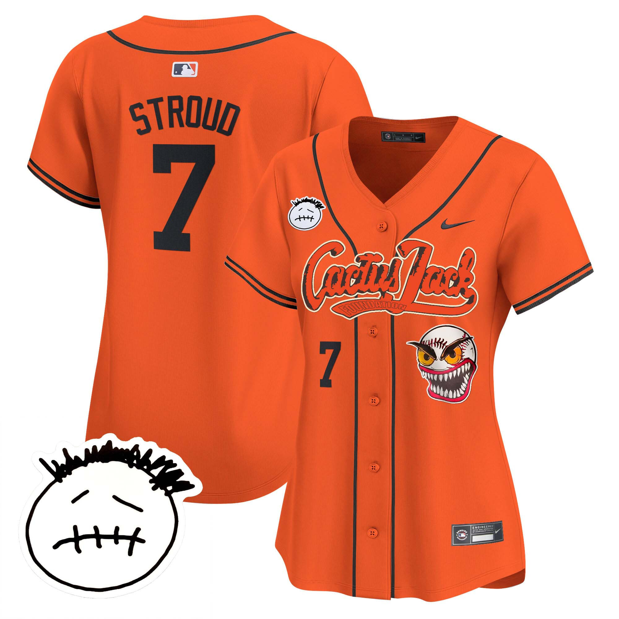 Women's Houston Astros Cactus Jack Patch Vapor Premier Limited Jersey V3 - Stitched - Image 28