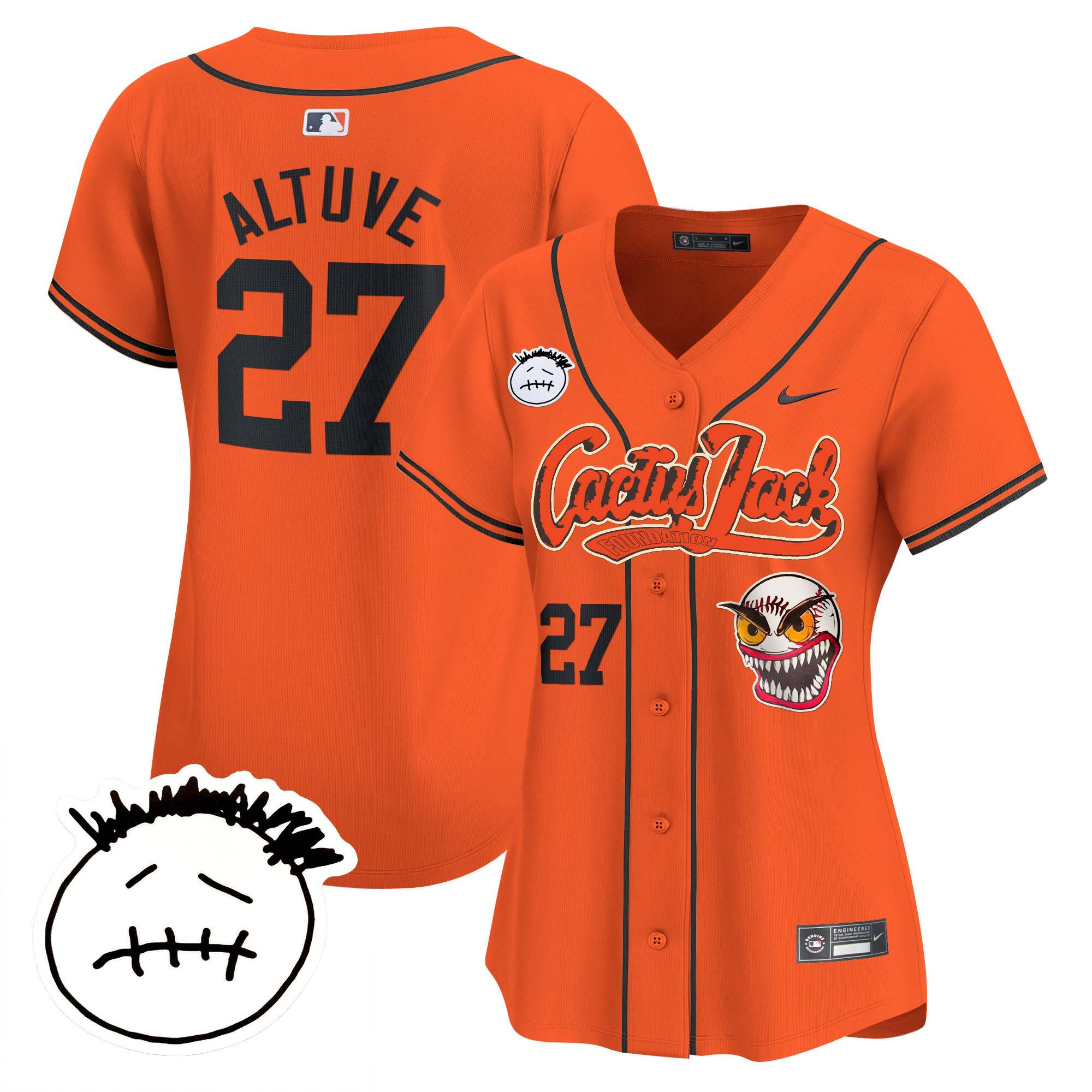 Women's Houston Astros Cactus Jack Patch Vapor Premier Limited Jersey V3 - Stitched - Image 32