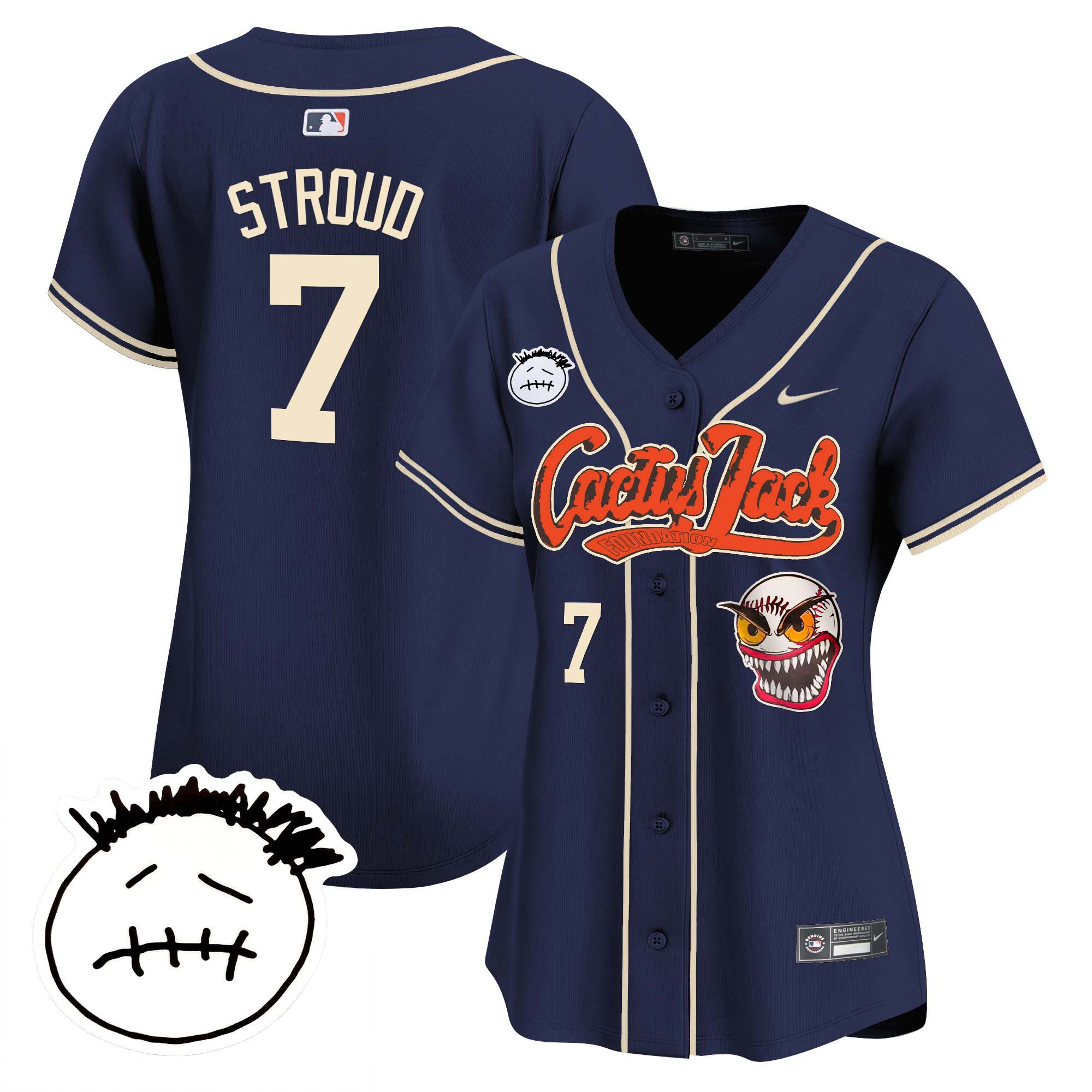 Women's Houston Astros Cactus Jack Patch Vapor Premier Limited Jersey V3 - Stitched - Image 37