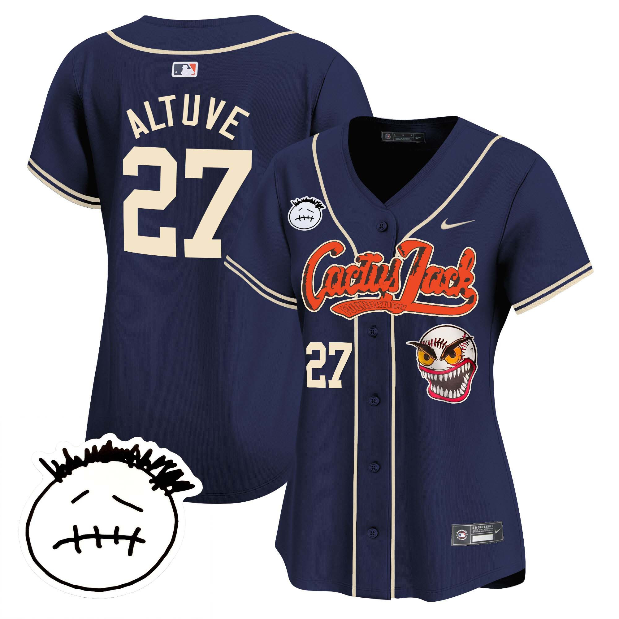 Women's Houston Astros Cactus Jack Patch Vapor Premier Limited Jersey V3 - Stitched - Image 41