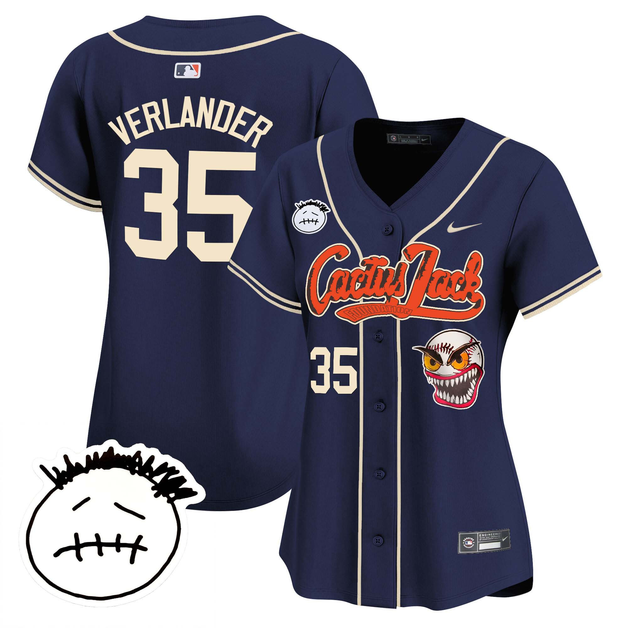 Women's Houston Astros Cactus Jack Patch Vapor Premier Limited Jersey V3 - Stitched - Image 43