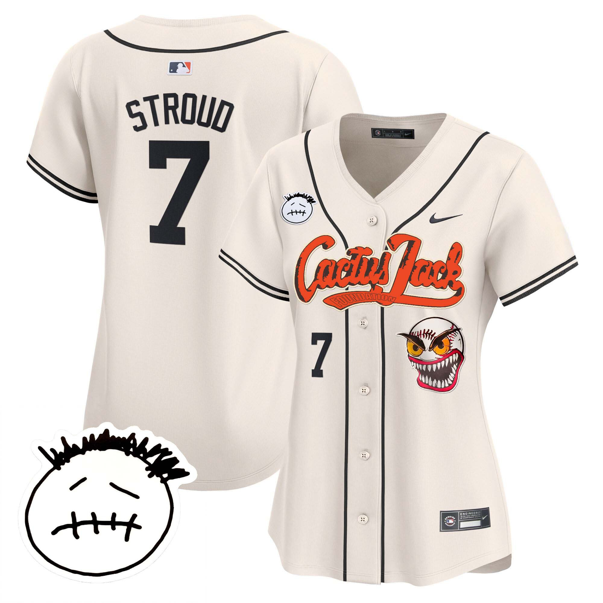 Women's Houston Astros Cactus Jack Patch Vapor Premier Limited Jersey V3 - Stitched