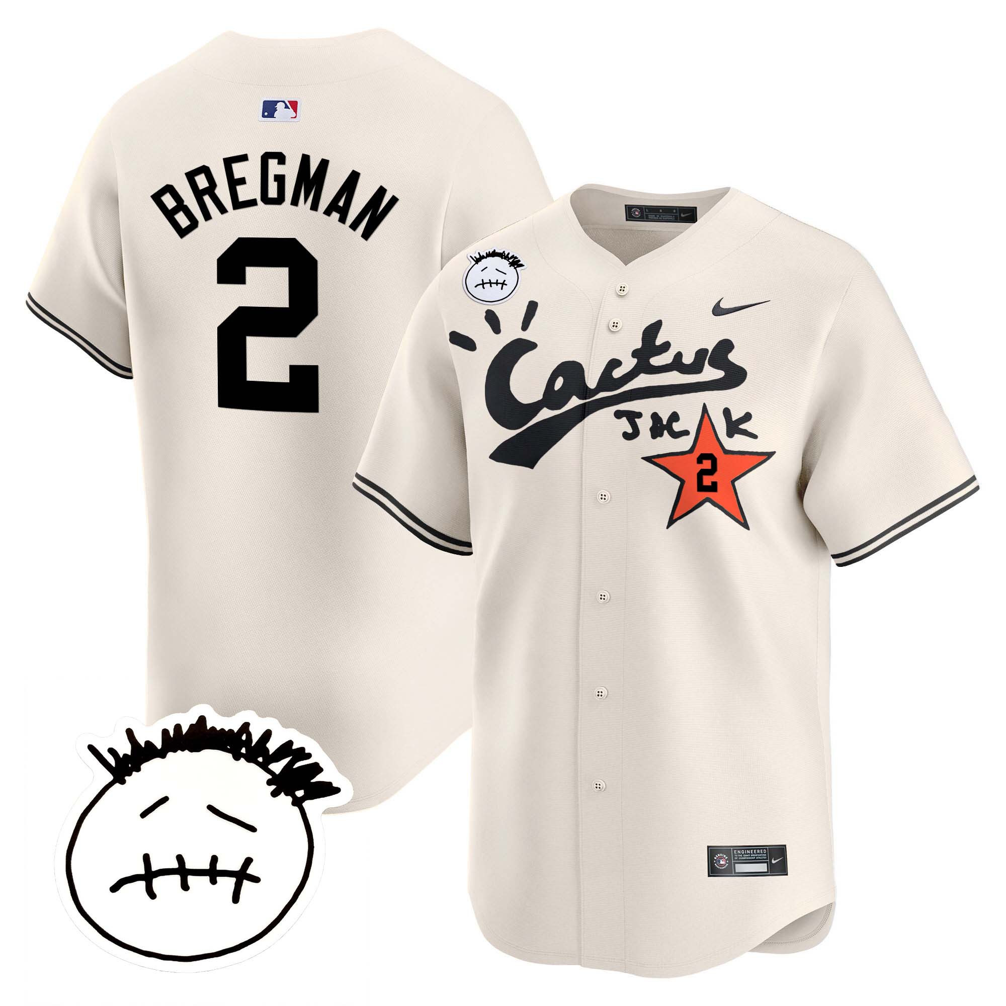Men's Houston Astros Cactus Jack Patch Vapor Premier Limited Jersey V4 - Stitched - Image 4