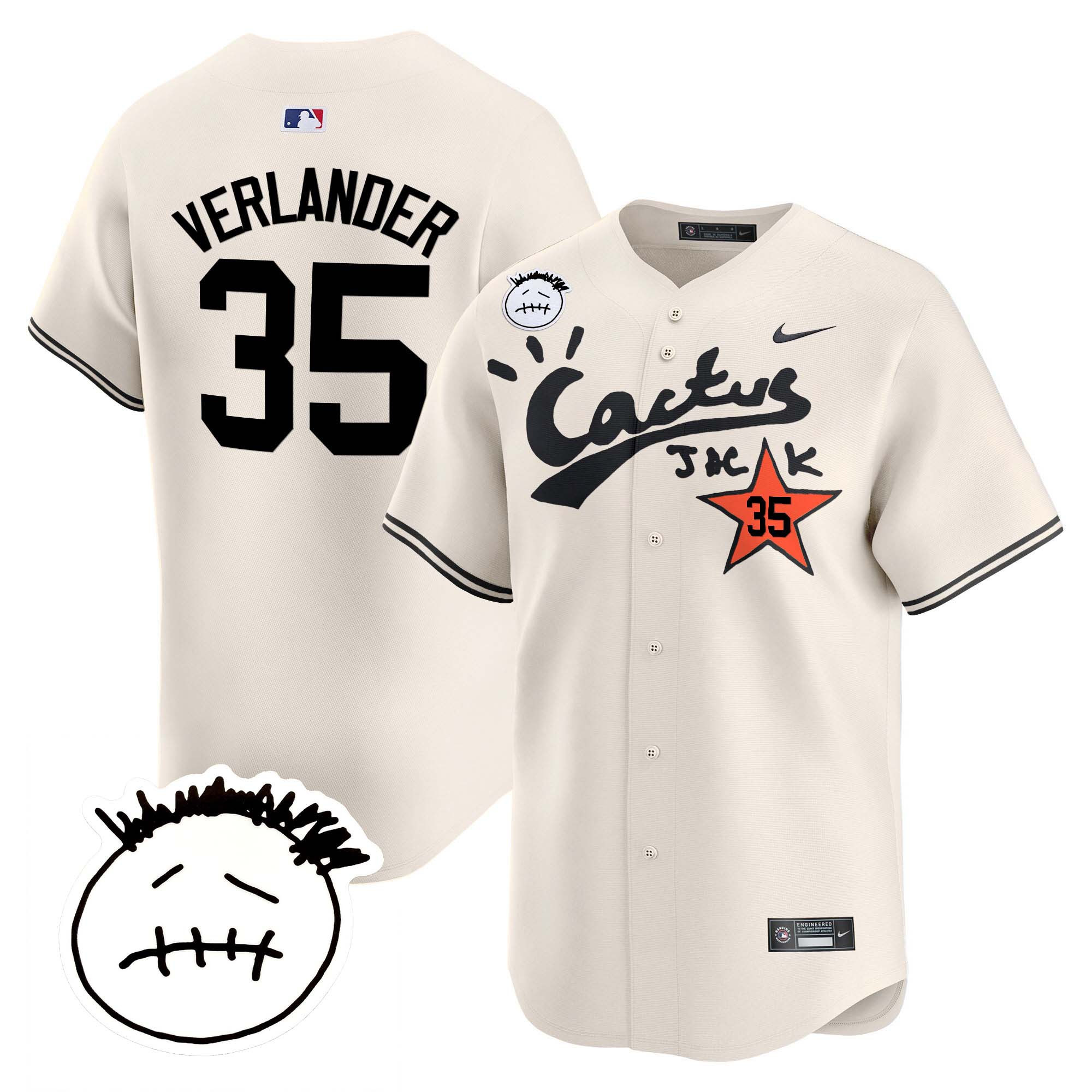 Men's Houston Astros Cactus Jack Patch Vapor Premier Limited Jersey V4 - Stitched - Image 7