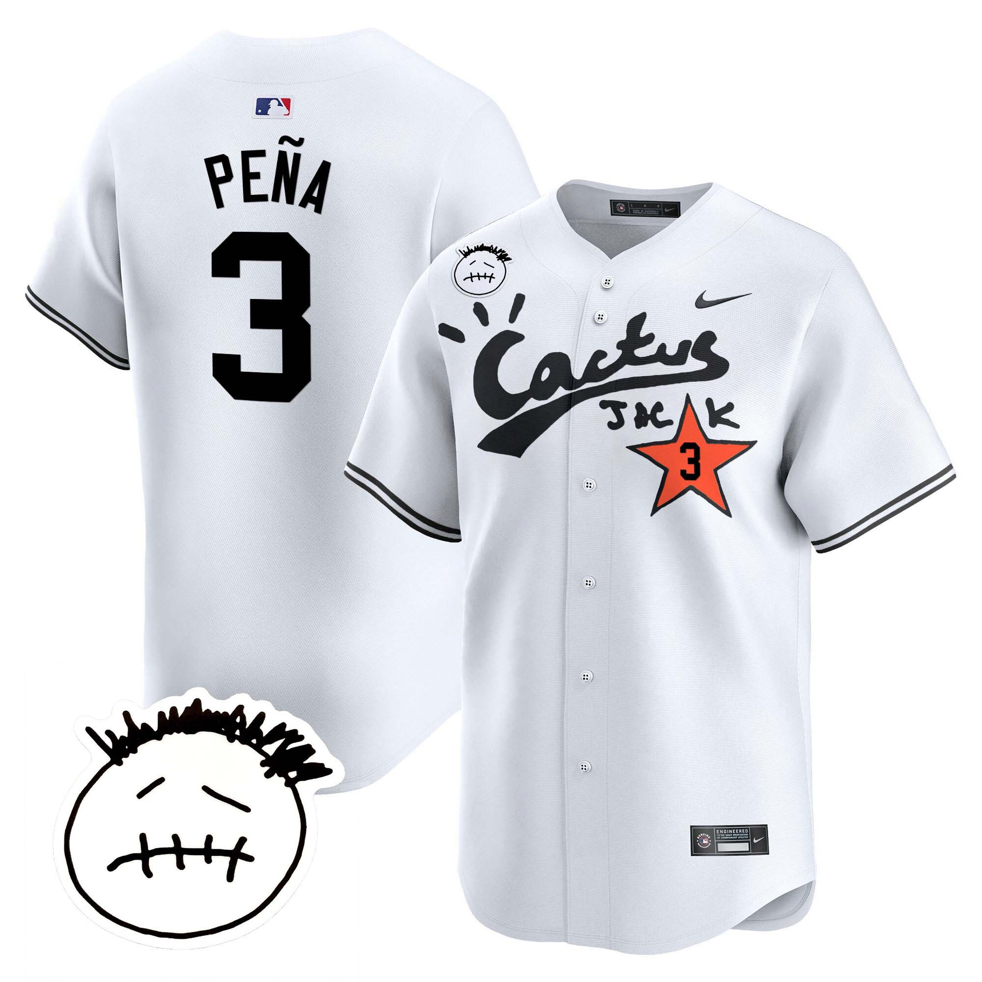 Men's Houston Astros Cactus Jack Patch Vapor Premier Limited Jersey V4 - Stitched - Image 12