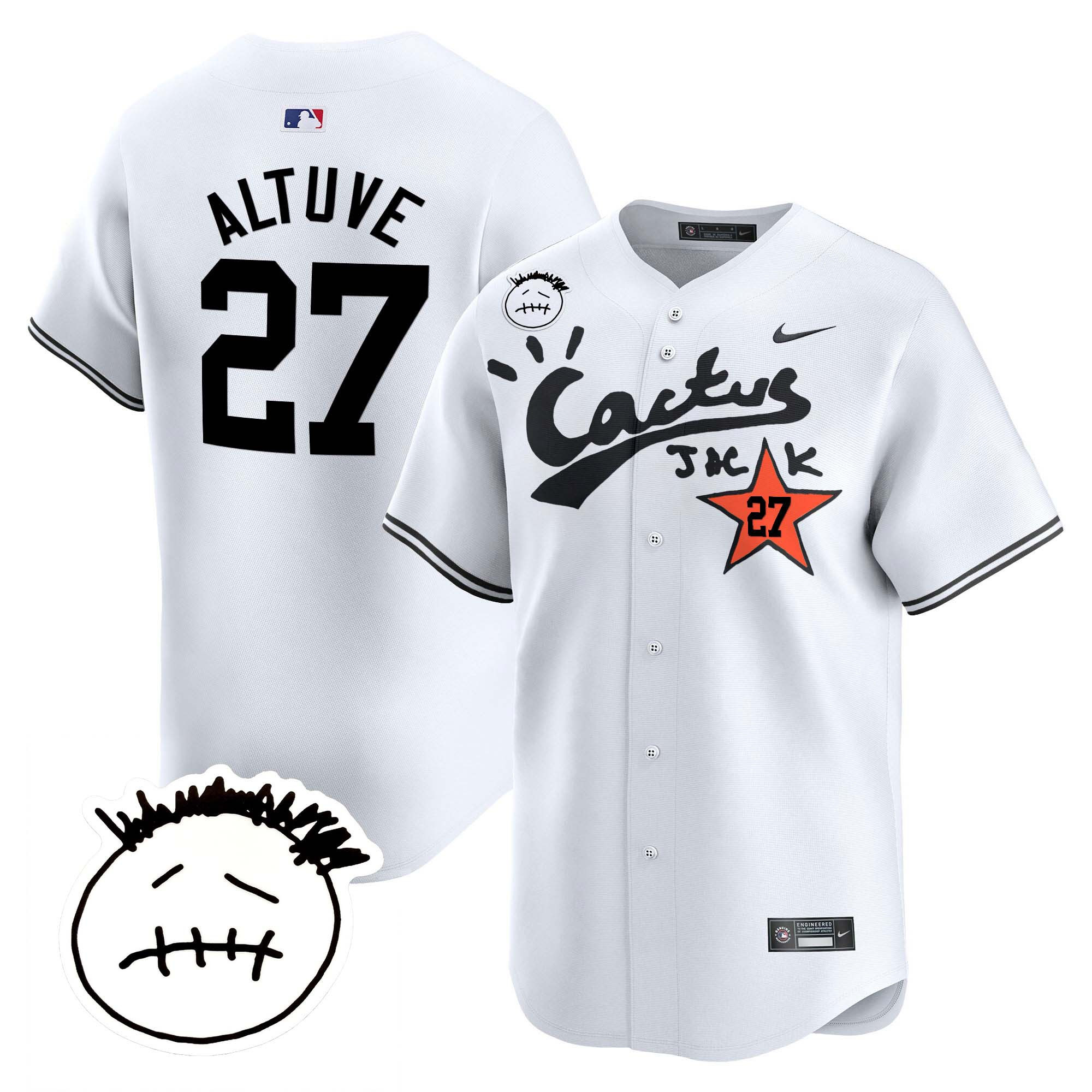 Men's Houston Astros Cactus Jack Patch Vapor Premier Limited Jersey V4 - Stitched - Image 14