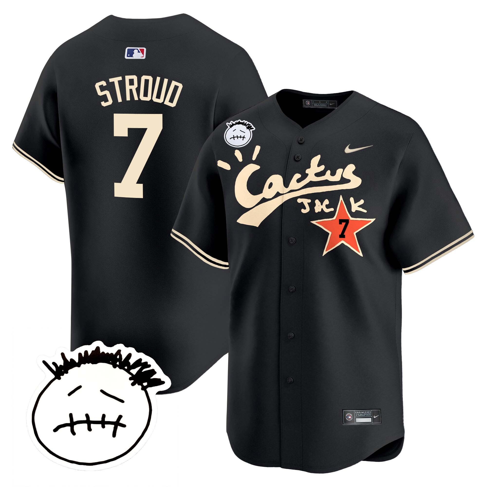 Men's Houston Astros Cactus Jack Patch Vapor Premier Limited Jersey V4 - Stitched - Image 19
