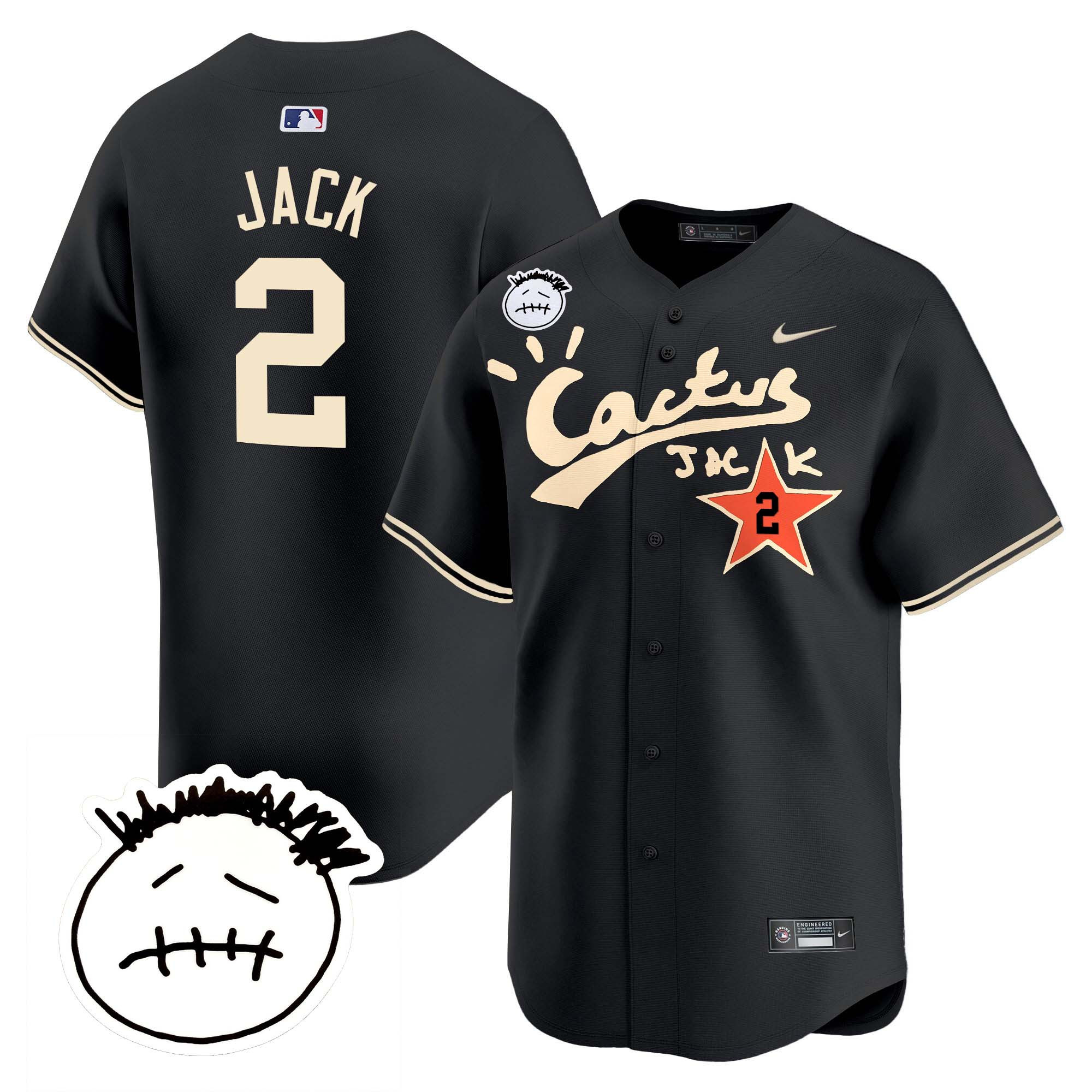 Men's Houston Astros Cactus Jack Patch Vapor Premier Limited Jersey V4 - Stitched - Image 20