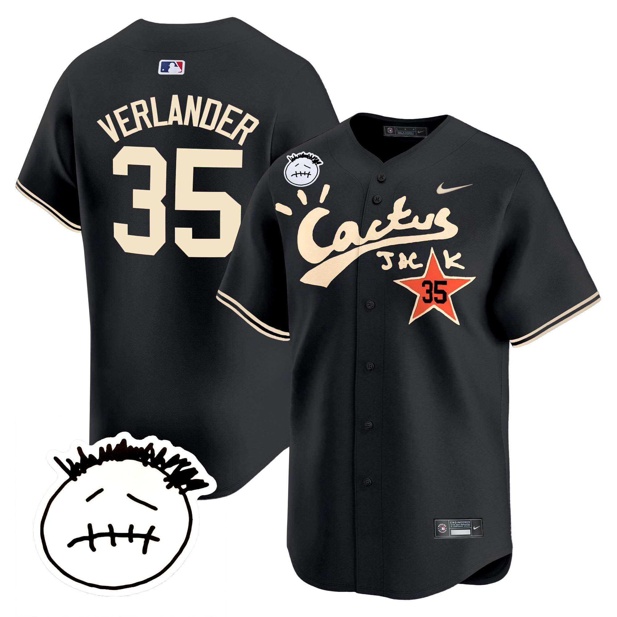 Men's Houston Astros Cactus Jack Patch Vapor Premier Limited Jersey V4 - Stitched - Image 25