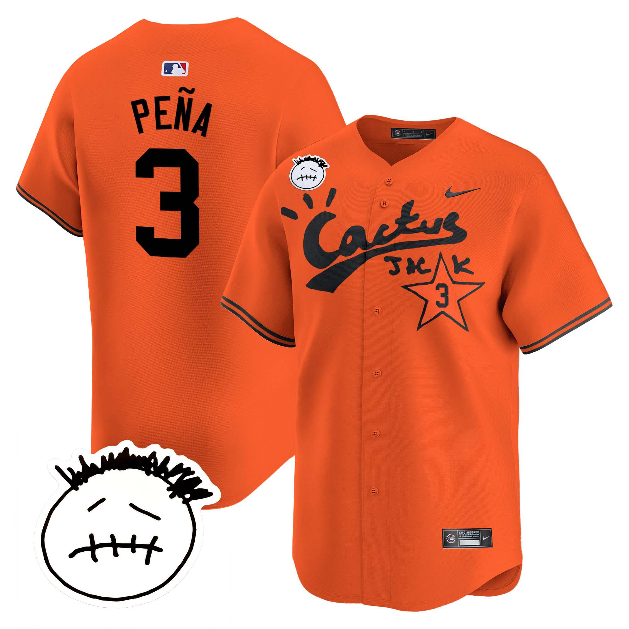 Men's Houston Astros Cactus Jack Patch Vapor Premier Limited Jersey V4 - Stitched - Image 30