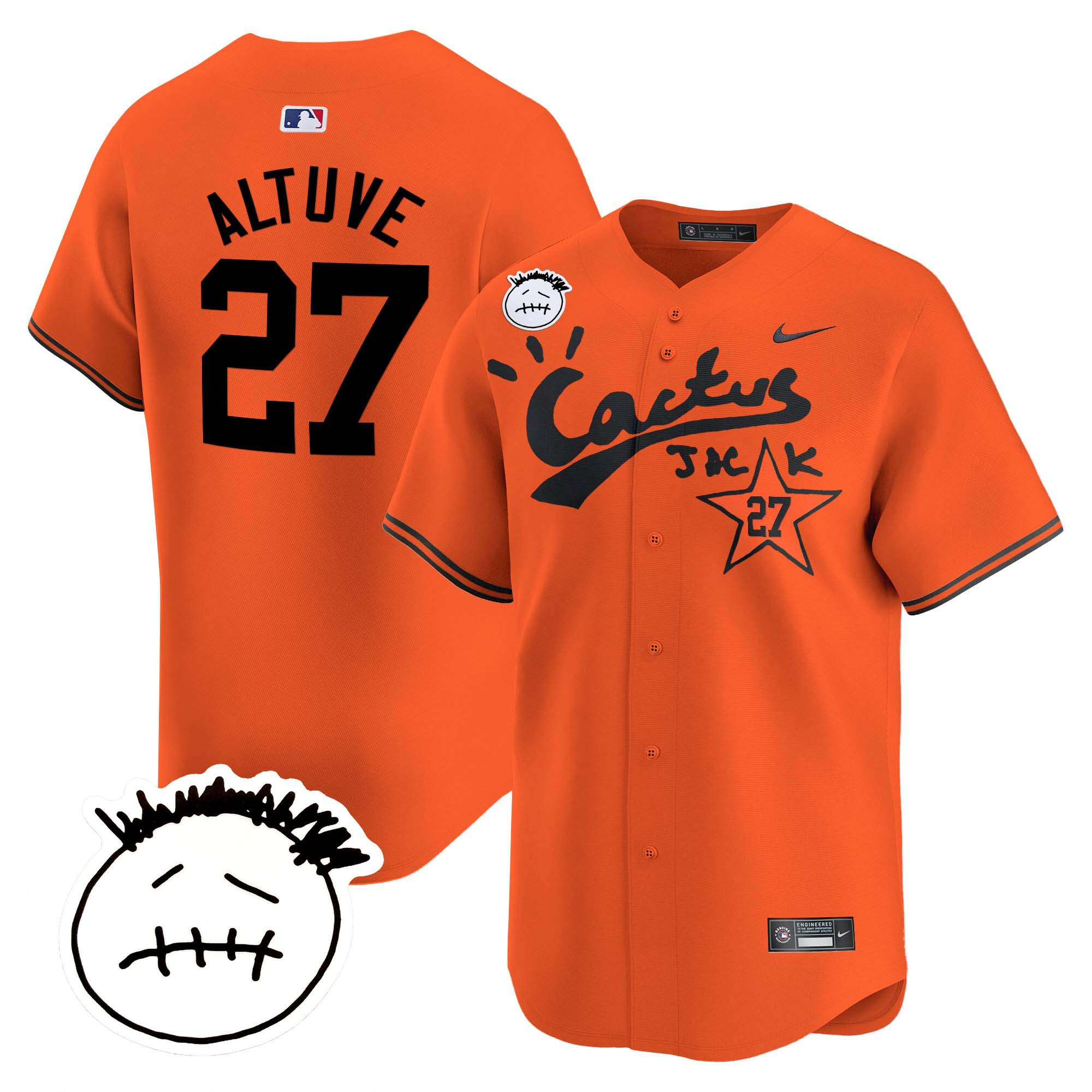 Men's Houston Astros Cactus Jack Patch Vapor Premier Limited Jersey V4 - Stitched - Image 32