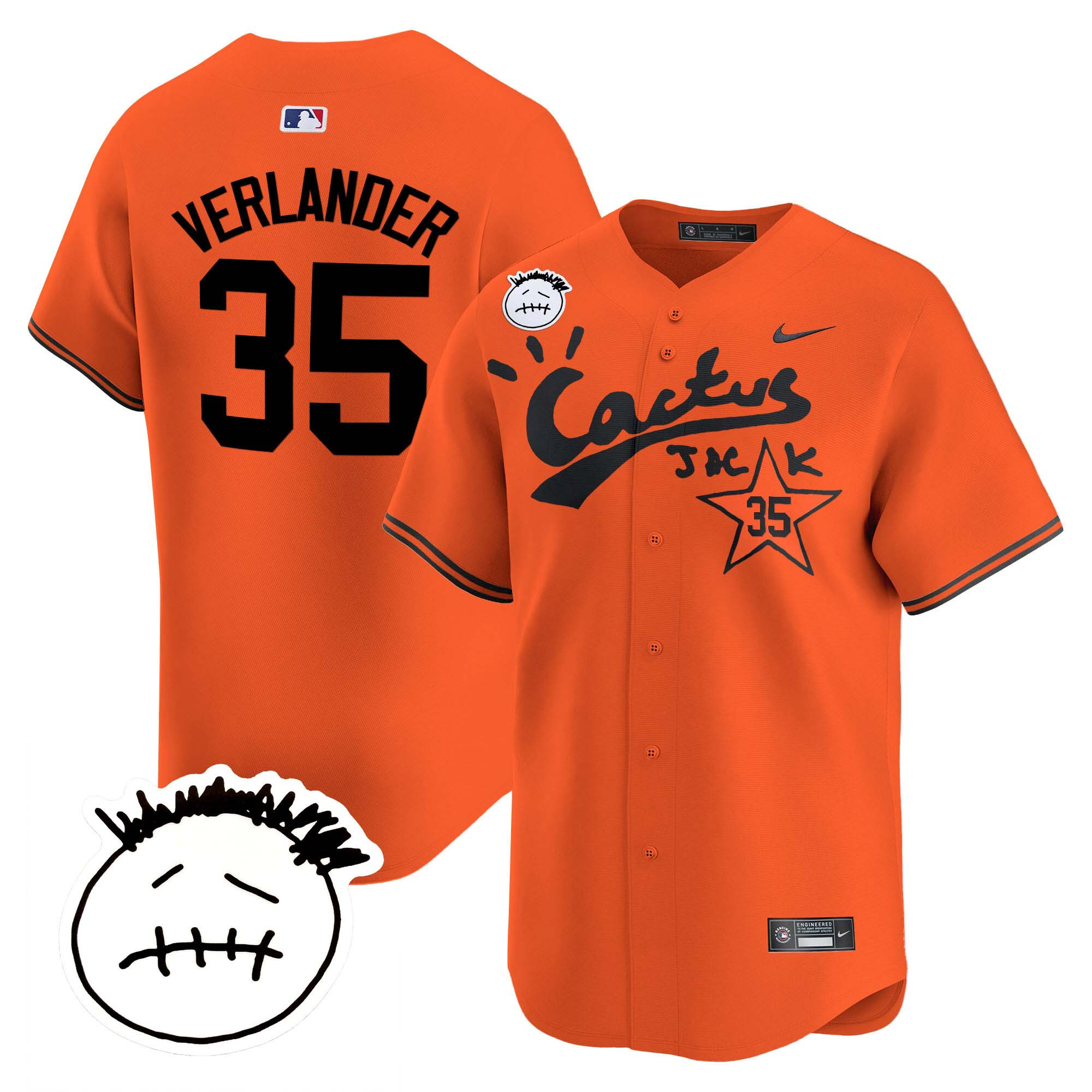 Men's Houston Astros Cactus Jack Patch Vapor Premier Limited Jersey V4 - Stitched - Image 34