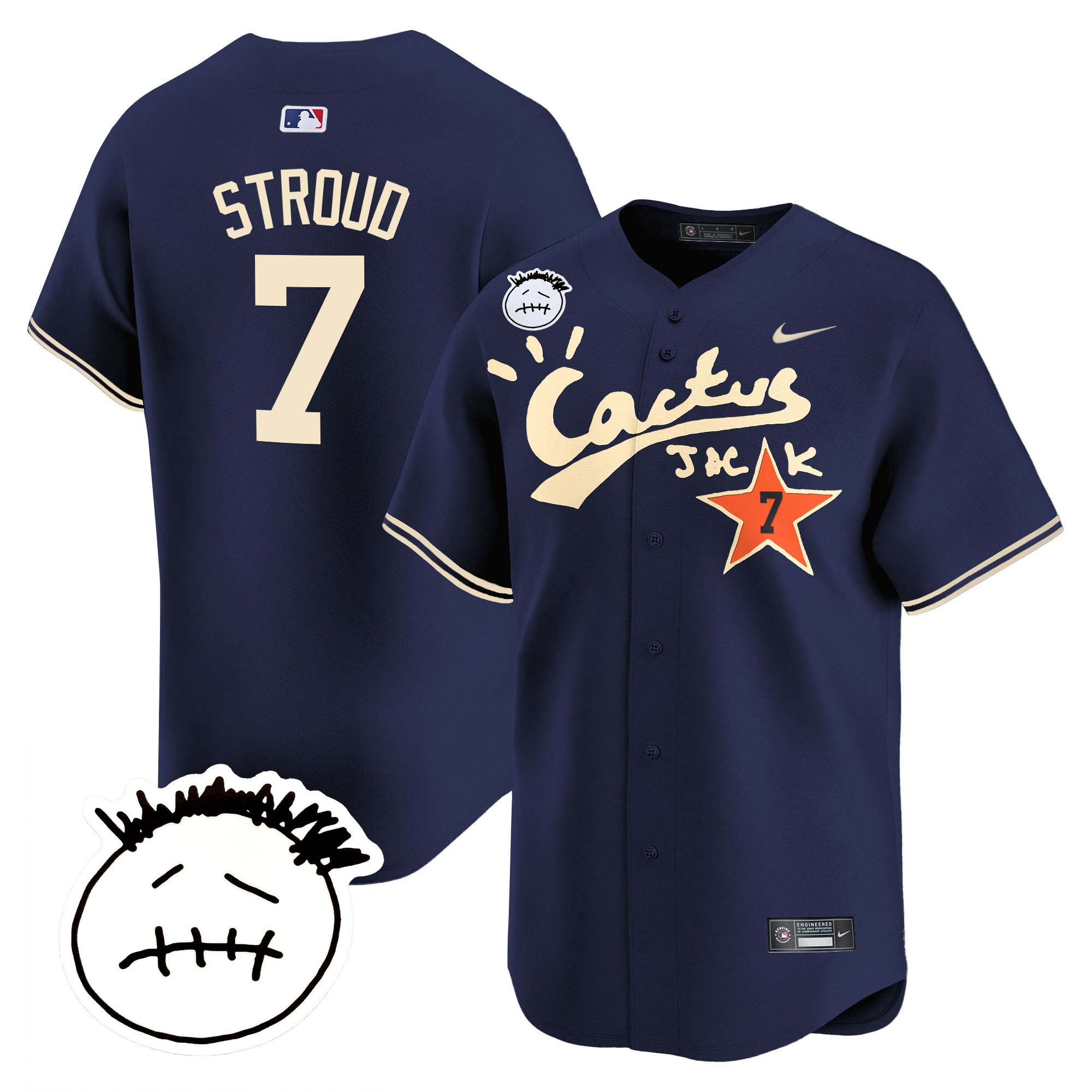 Men's Houston Astros Cactus Jack Patch Vapor Premier Limited Jersey V4 - Stitched - Image 37