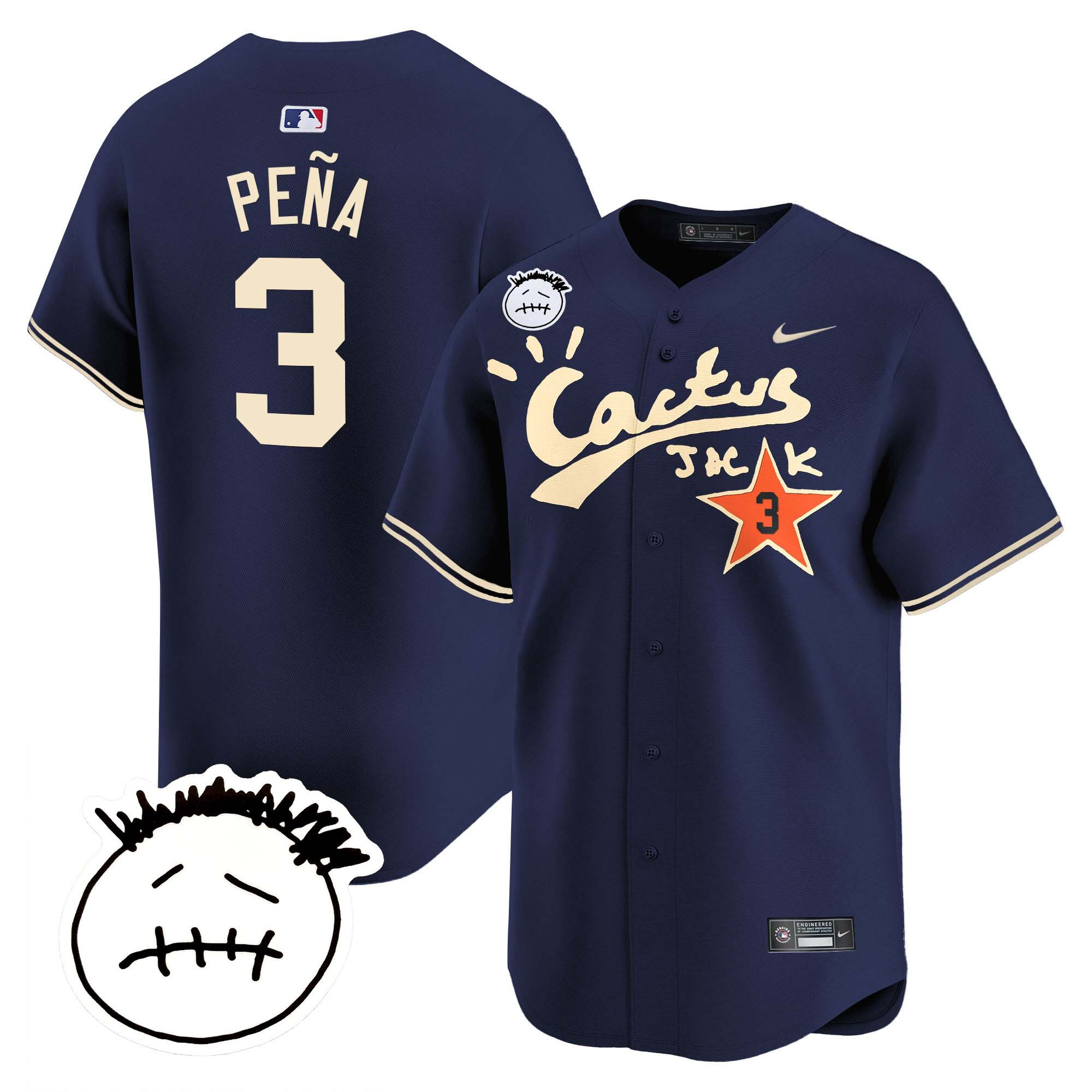 Men's Houston Astros Cactus Jack Patch Vapor Premier Limited Jersey V4 - Stitched - Image 39