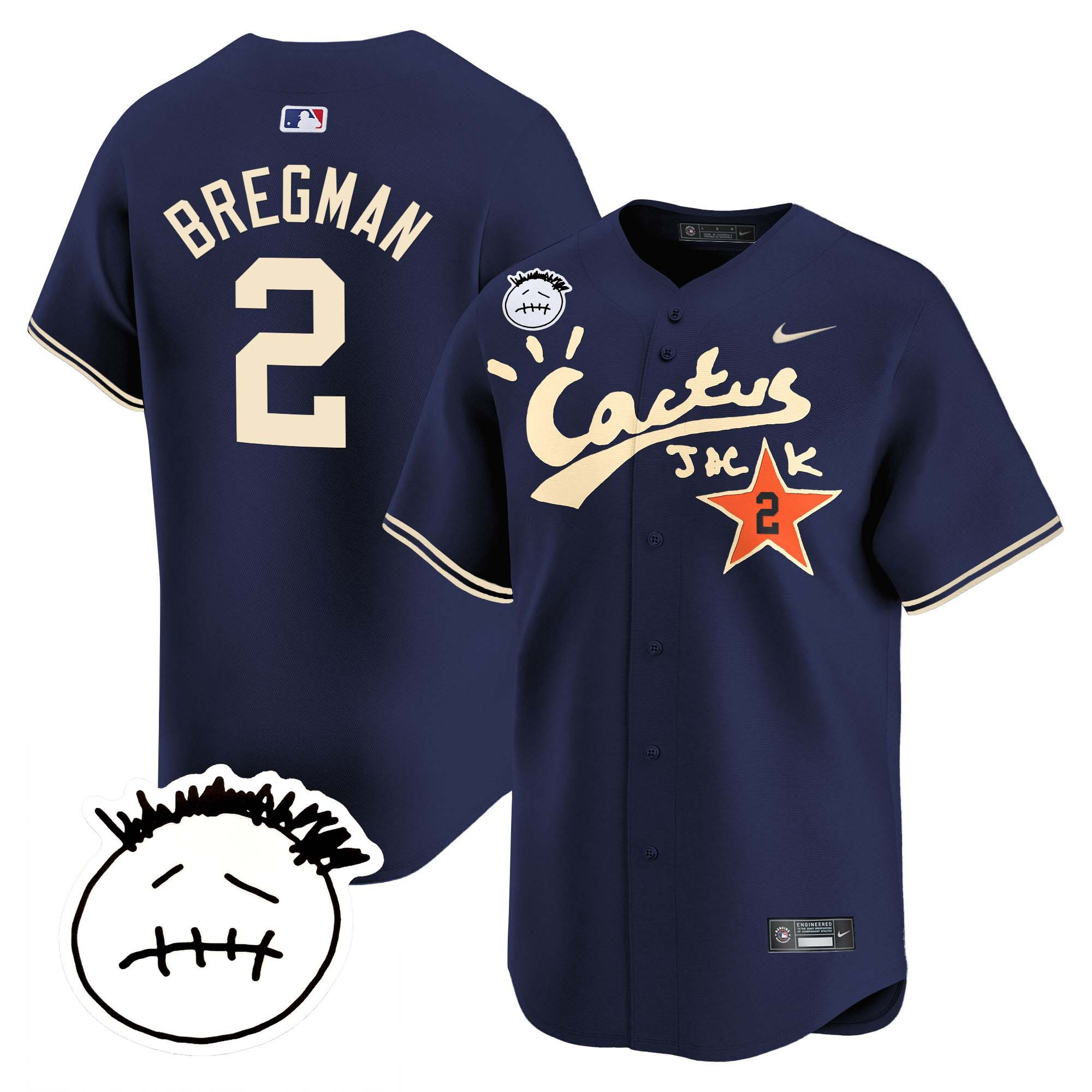 Men's Houston Astros Cactus Jack Patch Vapor Premier Limited Jersey V4 - Stitched - Image 40