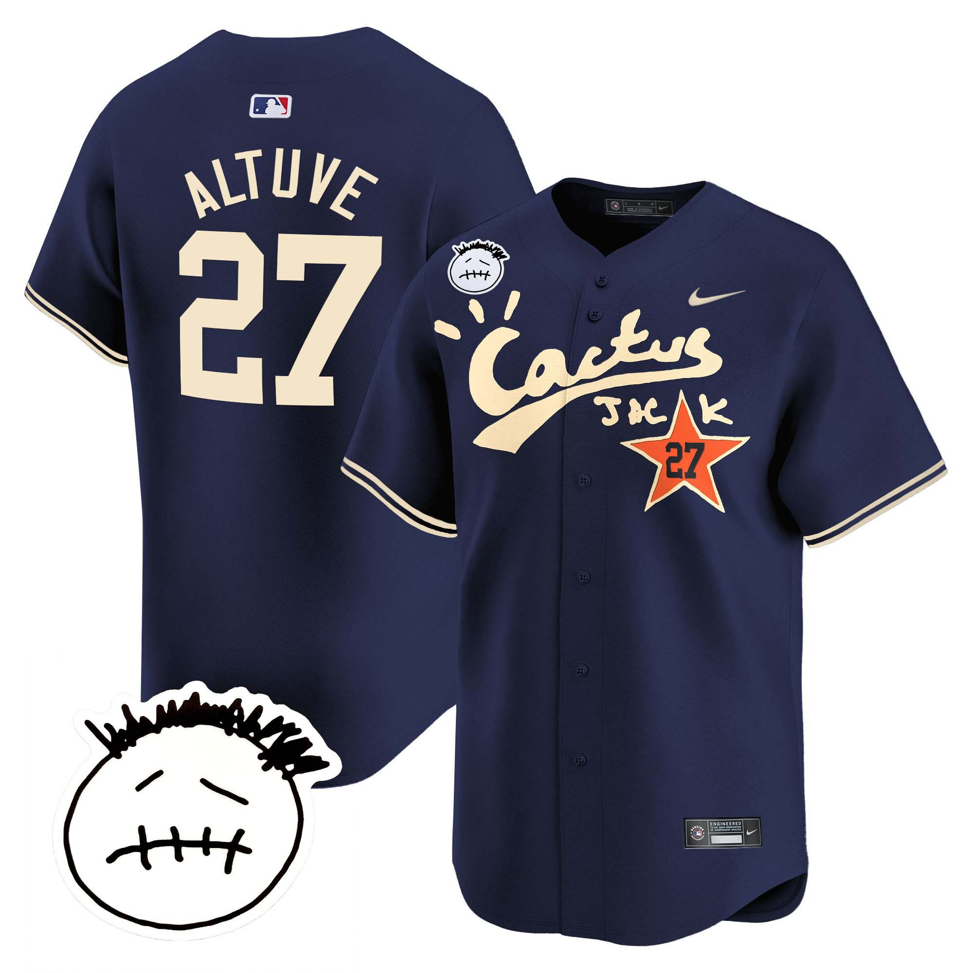 Men's Houston Astros Cactus Jack Patch Vapor Premier Limited Jersey V4 - Stitched - Image 41