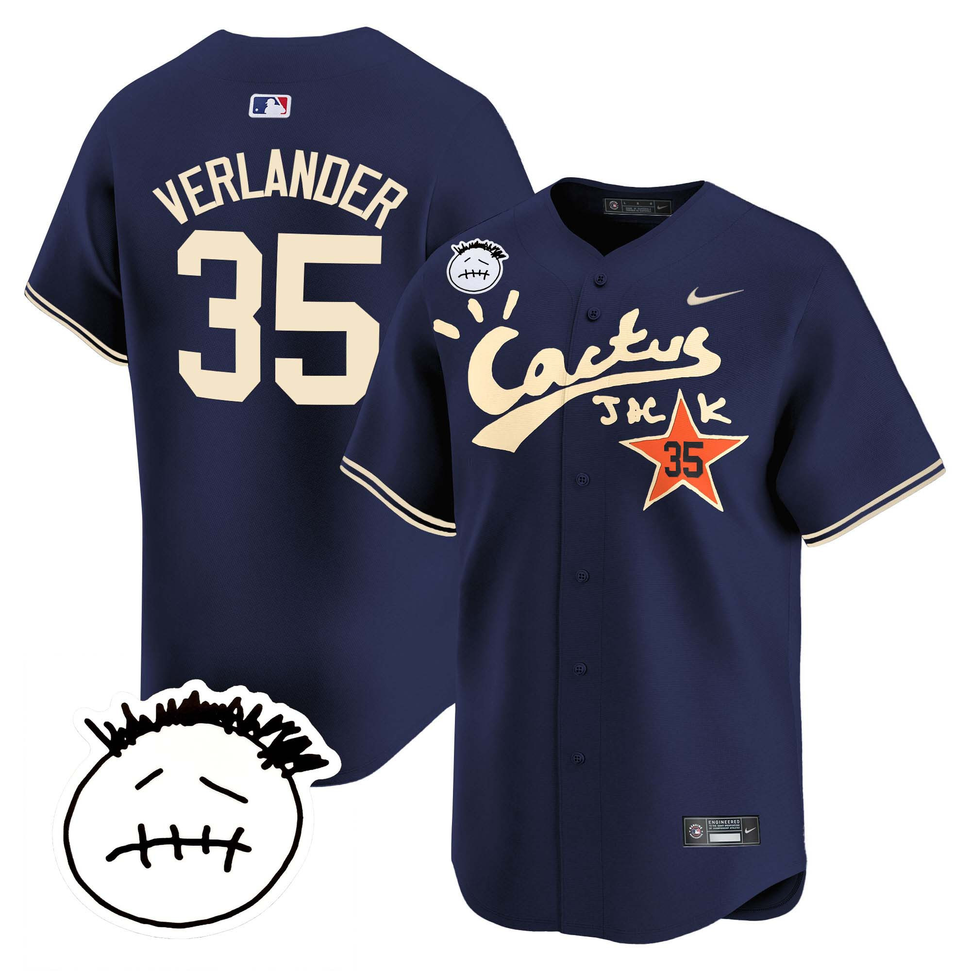 Men's Houston Astros Cactus Jack Patch Vapor Premier Limited Jersey V4 - Stitched - Image 43