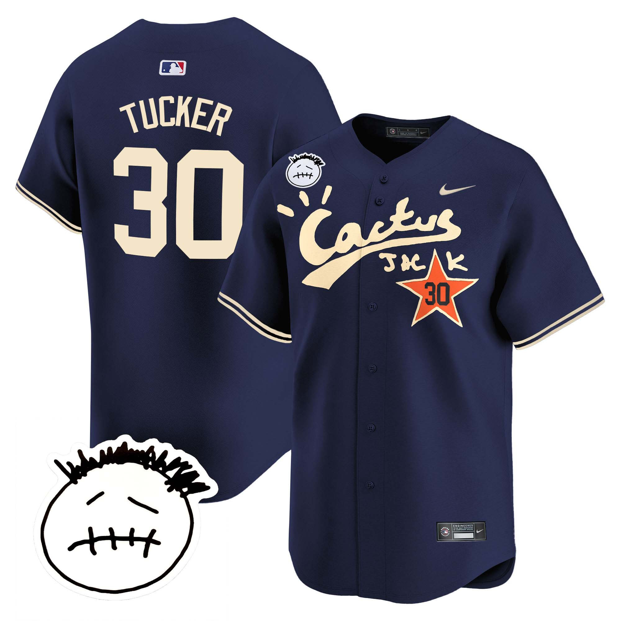 Men's Houston Astros Cactus Jack Patch Vapor Premier Limited Jersey V4 - Stitched - Image 44