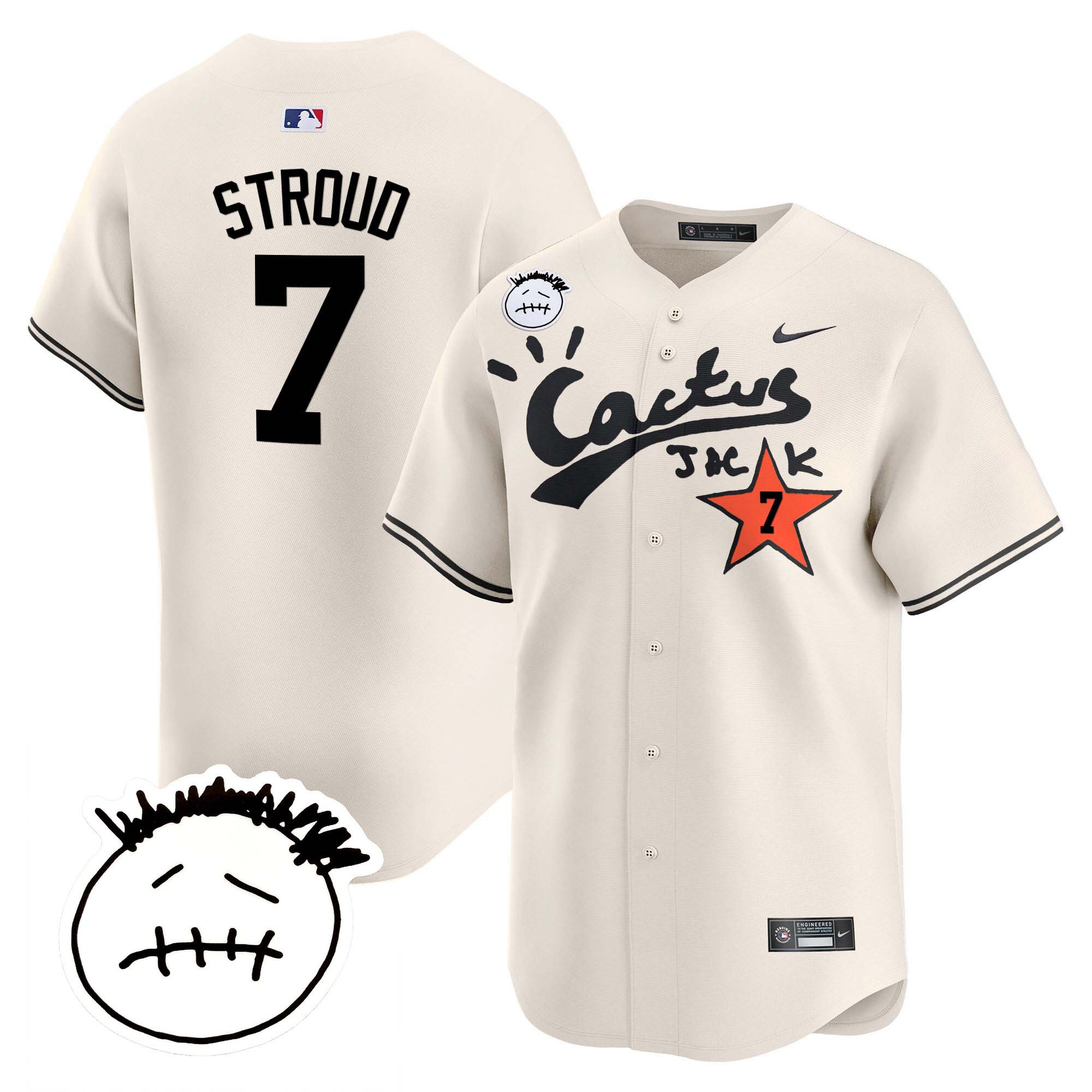 Men's Houston Astros Cactus Jack Patch Vapor Premier Limited Jersey V4 - Stitched