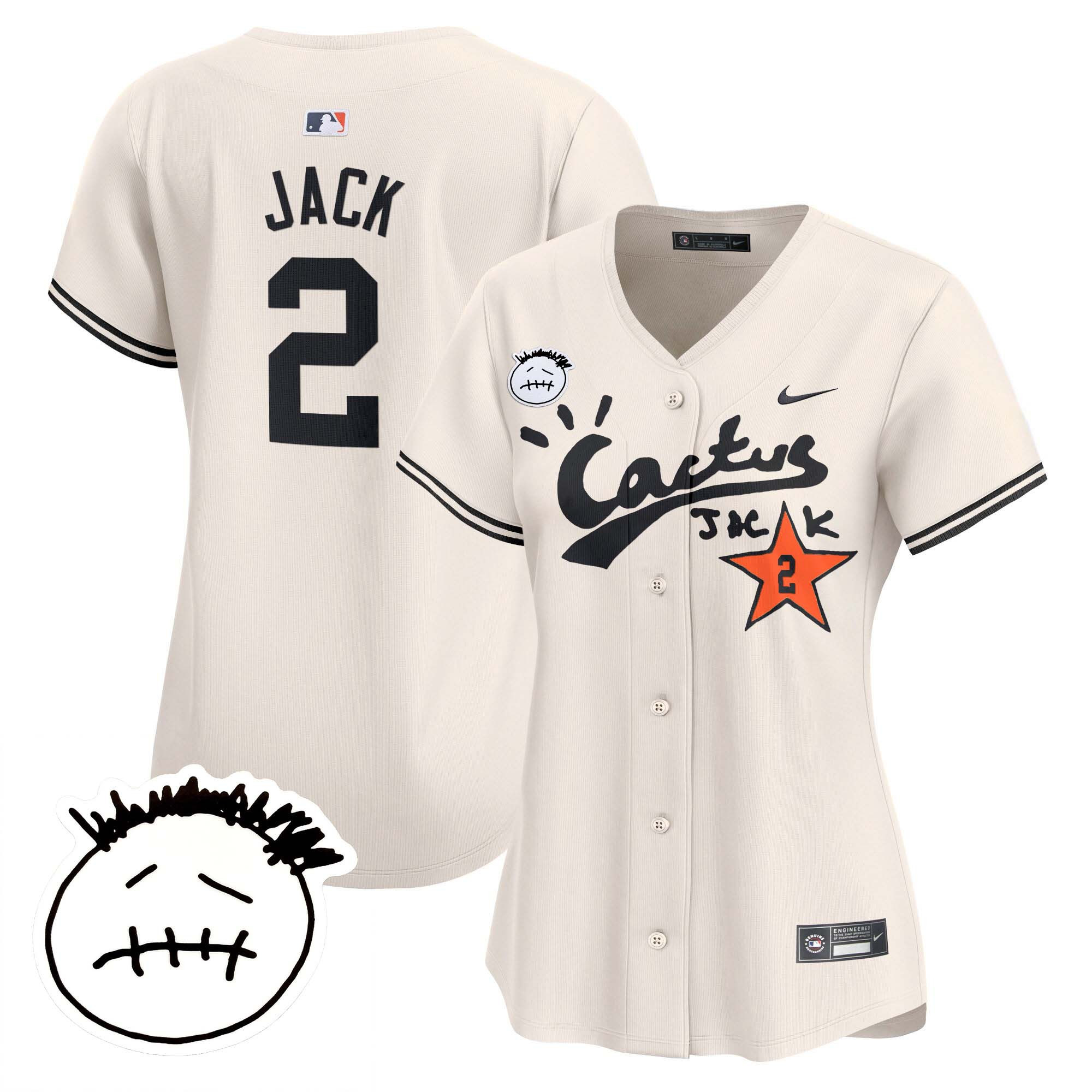 Women's Houston Astros Cactus Jack Patch Vapor Premier Limited Jersey V4 - Stitched - Image 2