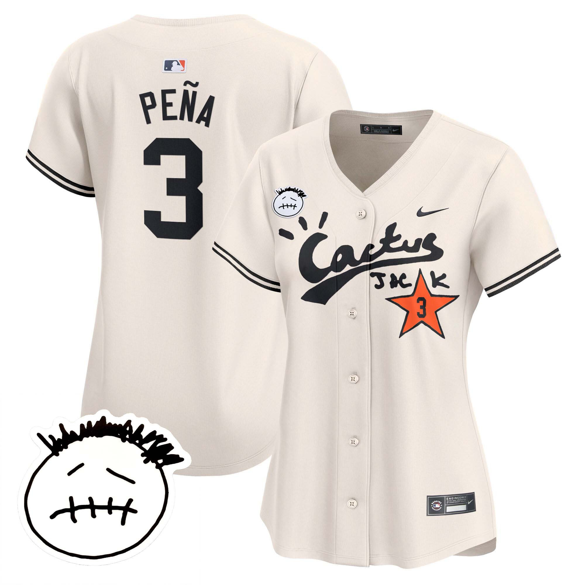 Women's Houston Astros Cactus Jack Patch Vapor Premier Limited Jersey V4 - Stitched - Image 3