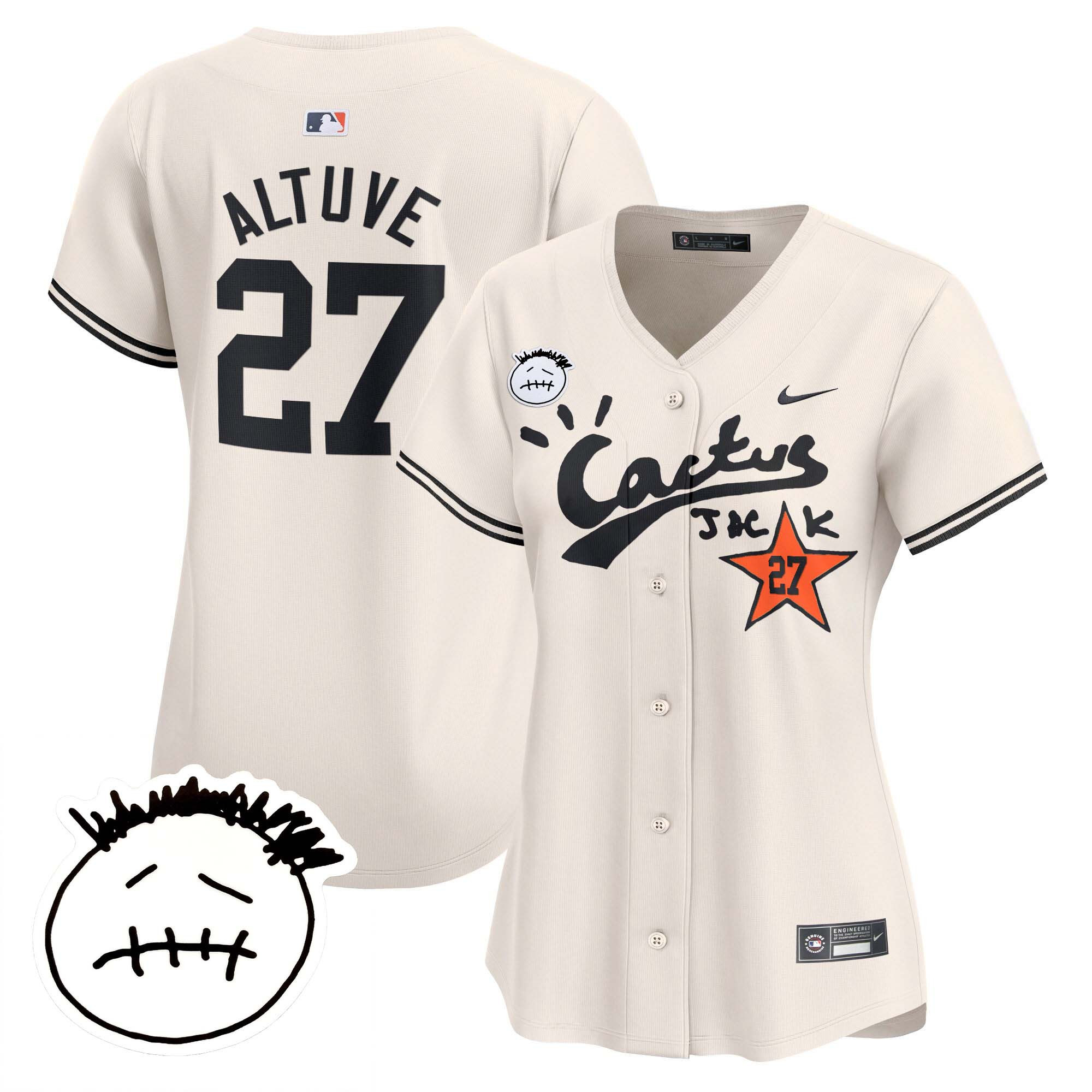 Women's Houston Astros Cactus Jack Patch Vapor Premier Limited Jersey V4 - Stitched - Image 5