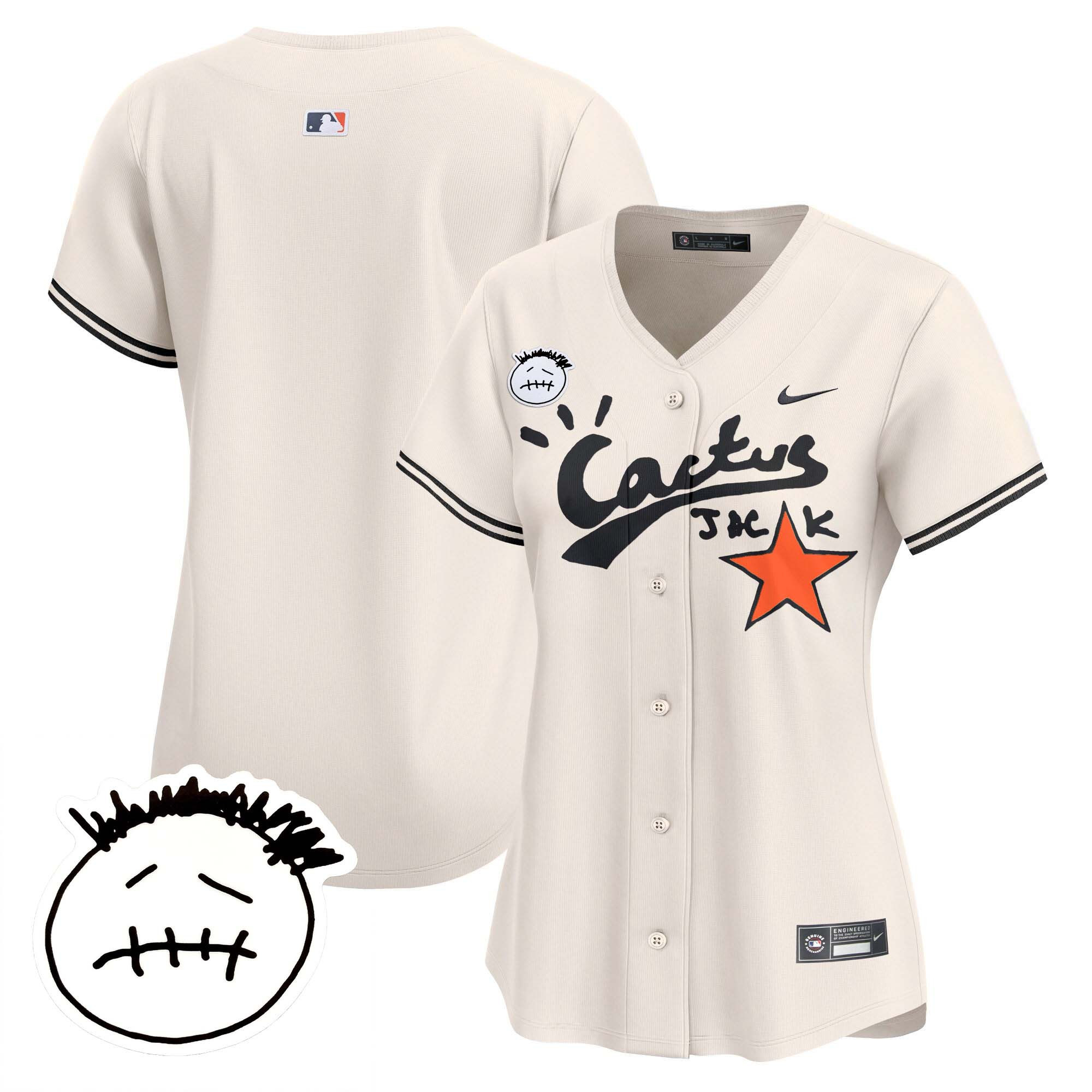 Women's Houston Astros Cactus Jack Patch Vapor Premier Limited Jersey V4 - Stitched - Image 9