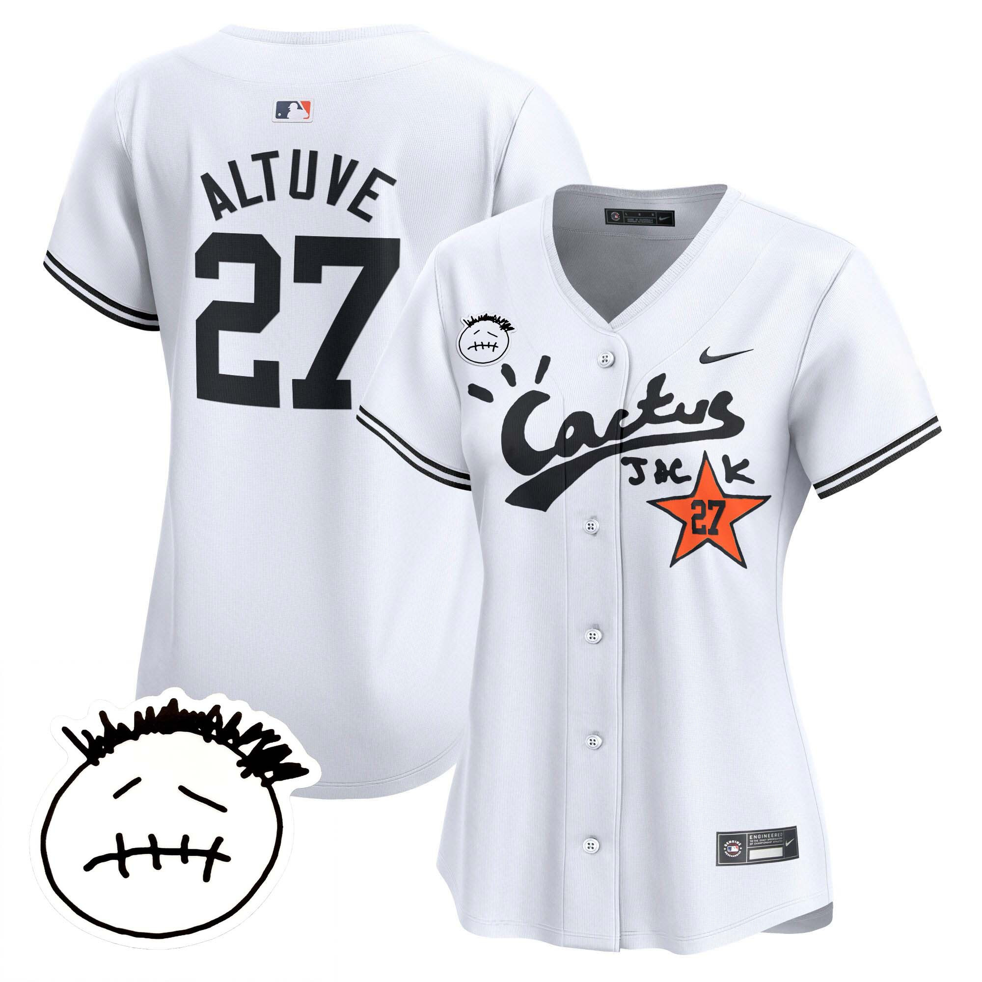 Women's Houston Astros Cactus Jack Patch Vapor Premier Limited Jersey V4 - Stitched - Image 14