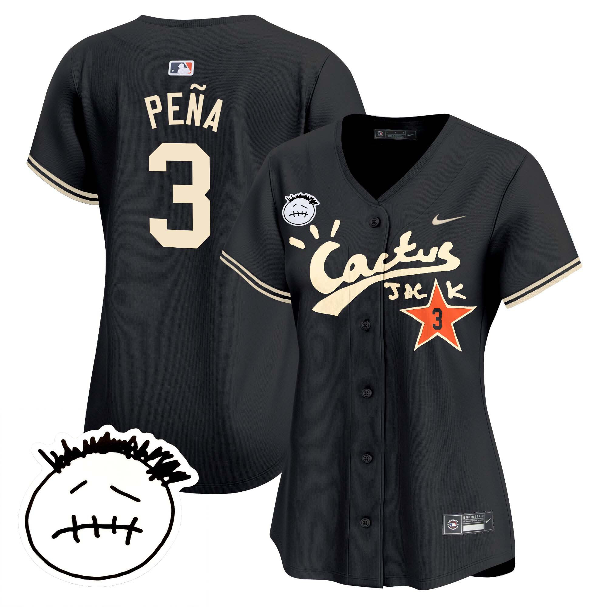 Women's Houston Astros Cactus Jack Patch Vapor Premier Limited Jersey V4 - Stitched - Image 21