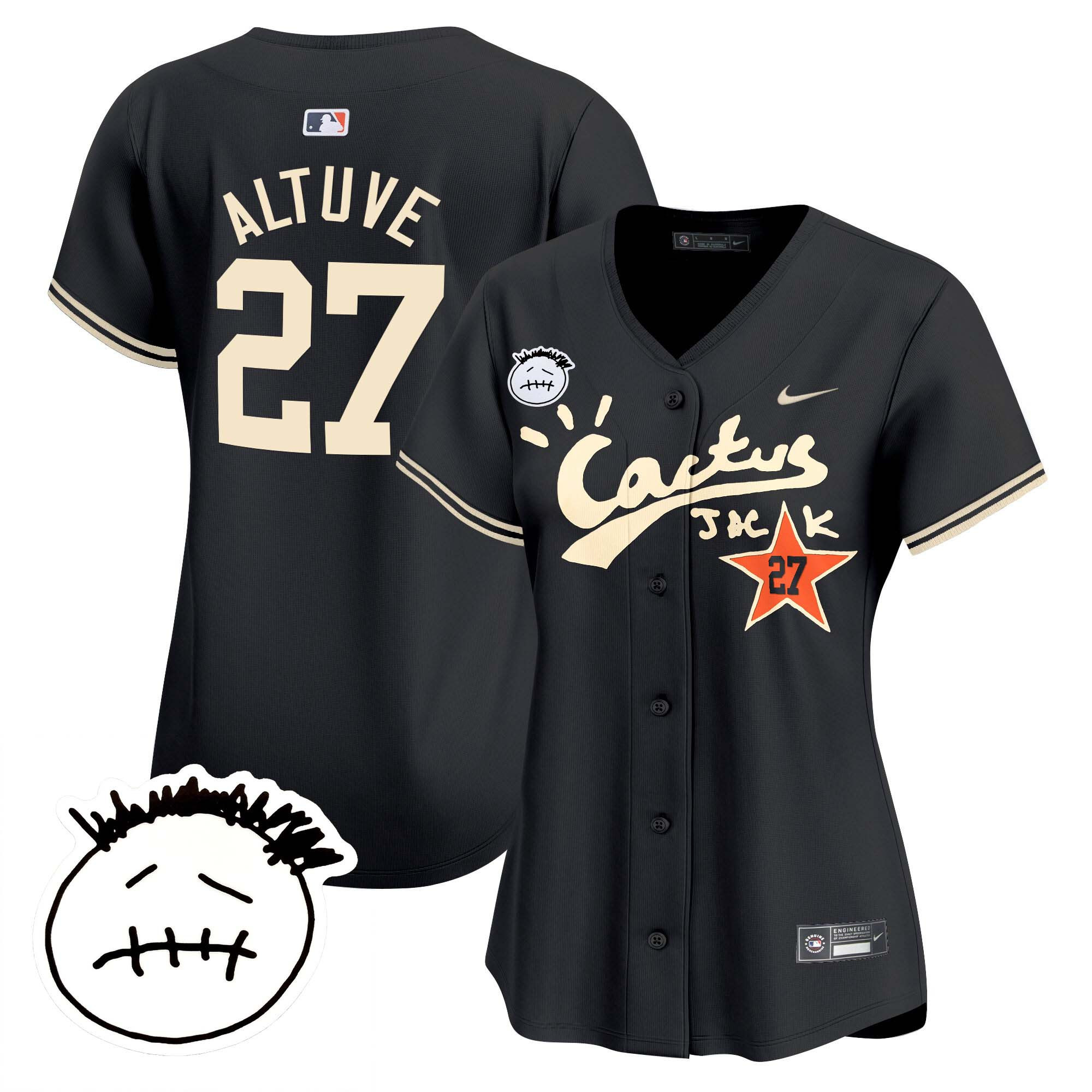 Women's Houston Astros Cactus Jack Patch Vapor Premier Limited Jersey V4 - Stitched - Image 23