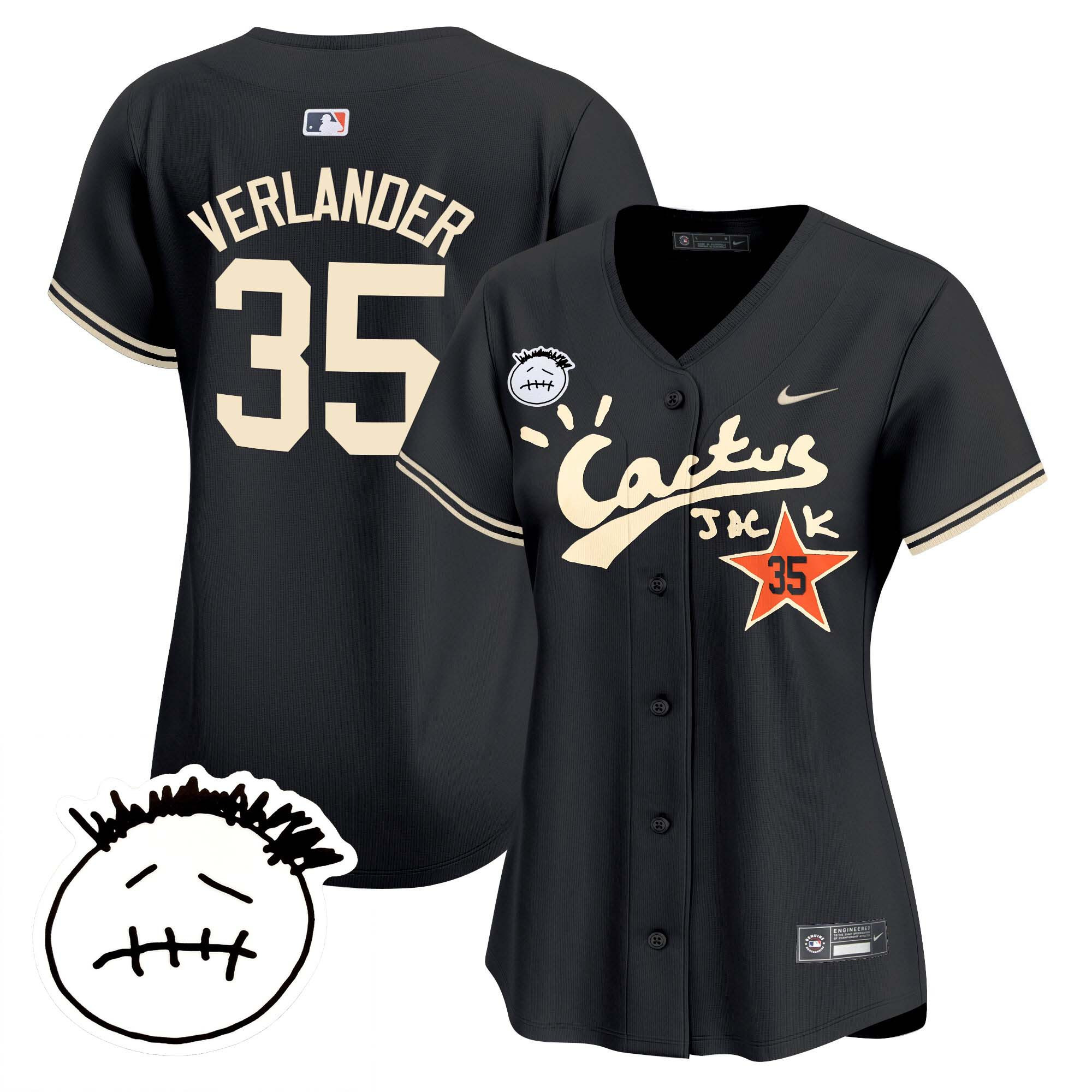 Women's Houston Astros Cactus Jack Patch Vapor Premier Limited Jersey V4 - Stitched - Image 25