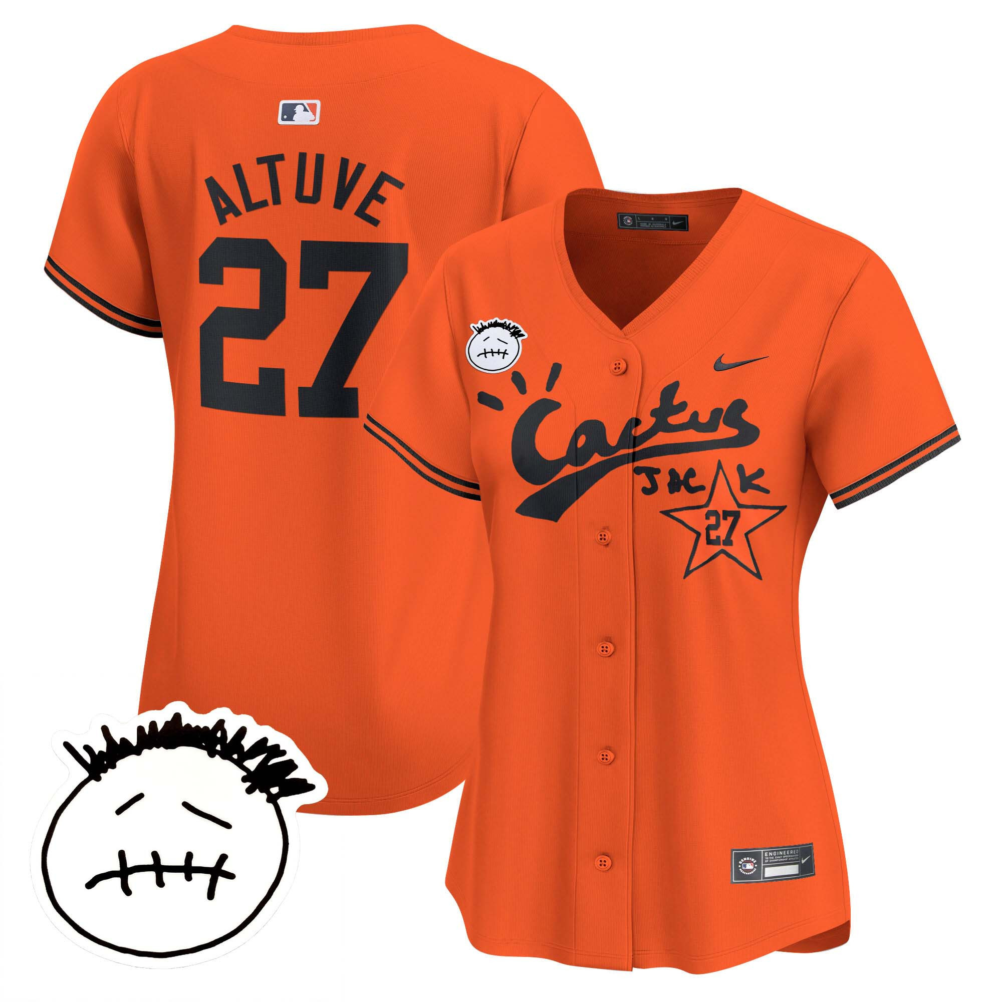Women's Houston Astros Cactus Jack Patch Vapor Premier Limited Jersey V4 - Stitched - Image 32