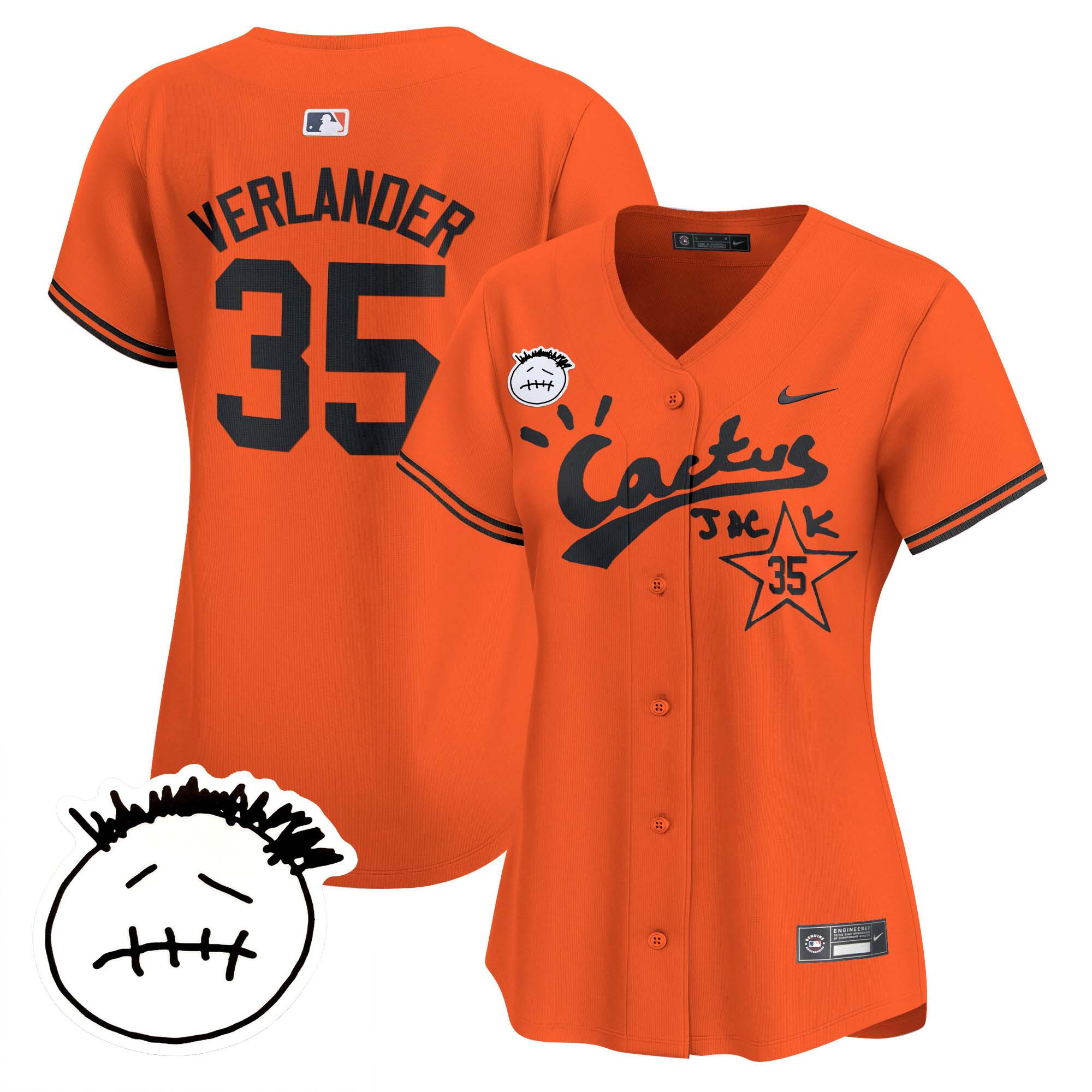 Women's Houston Astros Cactus Jack Patch Vapor Premier Limited Jersey V4 - Stitched - Image 34