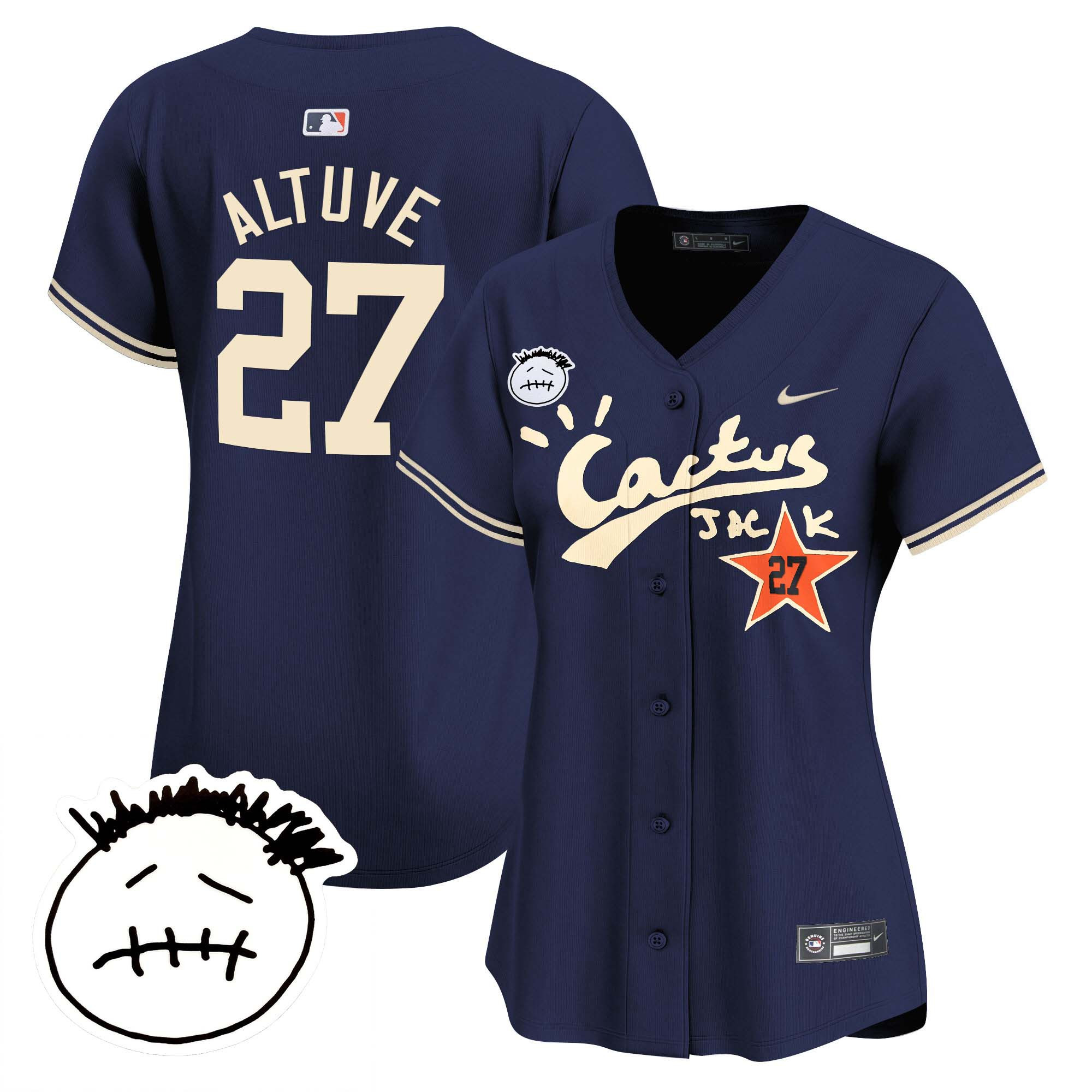 Women's Houston Astros Cactus Jack Patch Vapor Premier Limited Jersey V4 - Stitched - Image 41