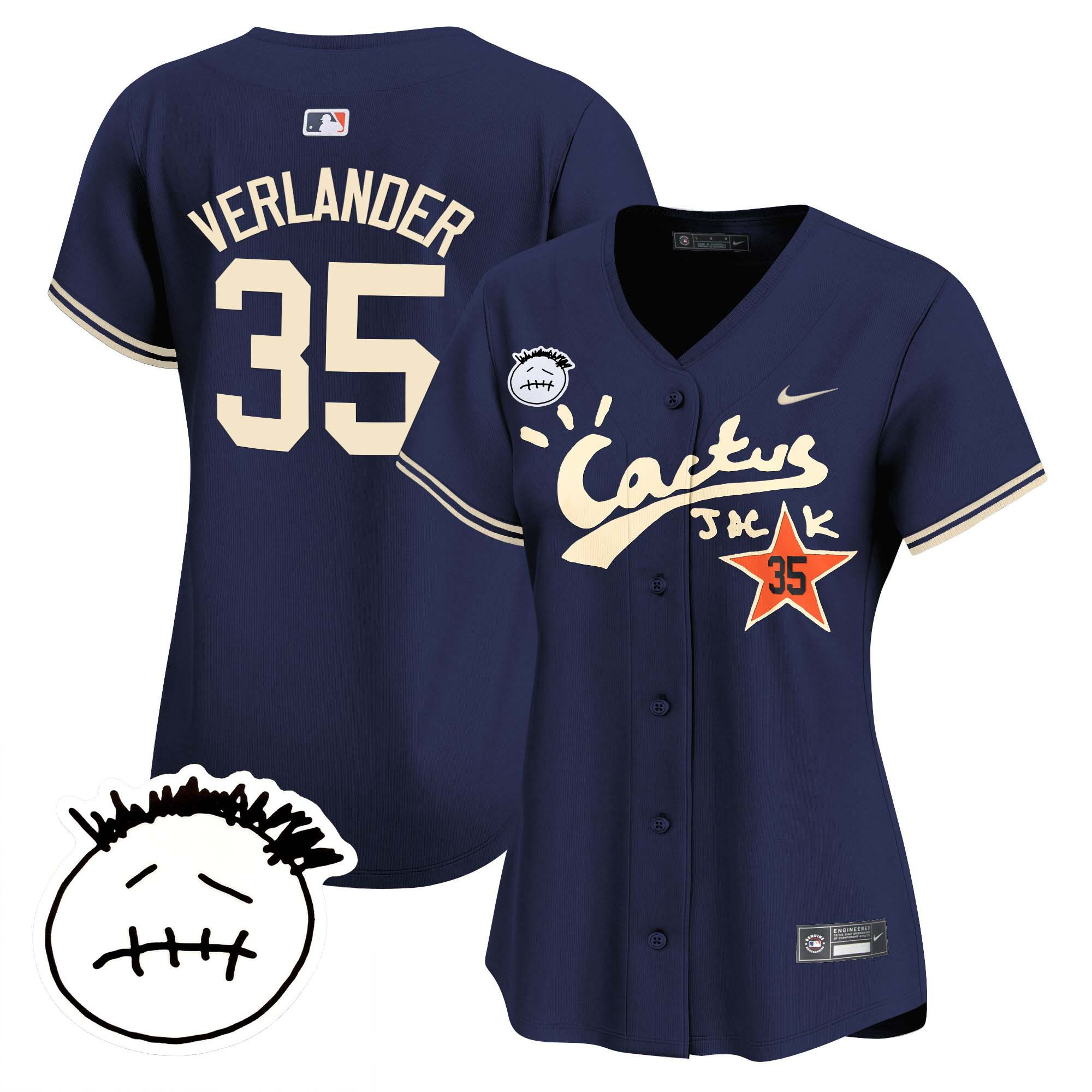 Women's Houston Astros Cactus Jack Patch Vapor Premier Limited Jersey V4 - Stitched - Image 43