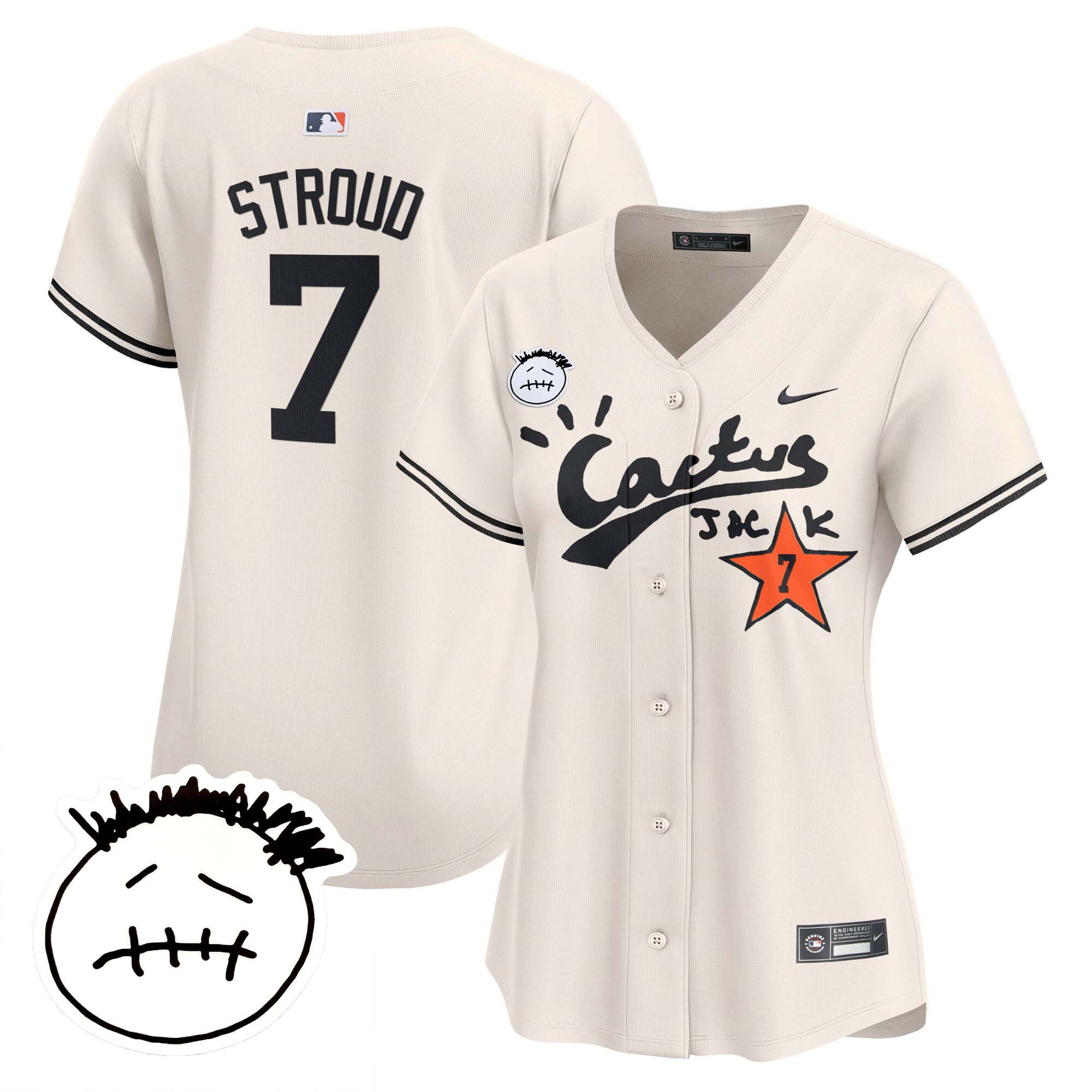 Women's Houston Astros Cactus Jack Patch Vapor Premier Limited Jersey V4 - Stitched