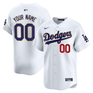 Los Angeles Dodgers Gold Trim Vapor Premier Limited Custom Jersey - All Stitched