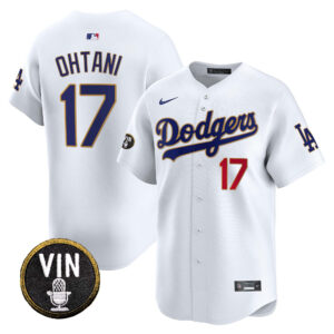 Men's Dodgers Vin Scully Patch Gold Trim Vapor Premier Limited Jersey - All Stitched