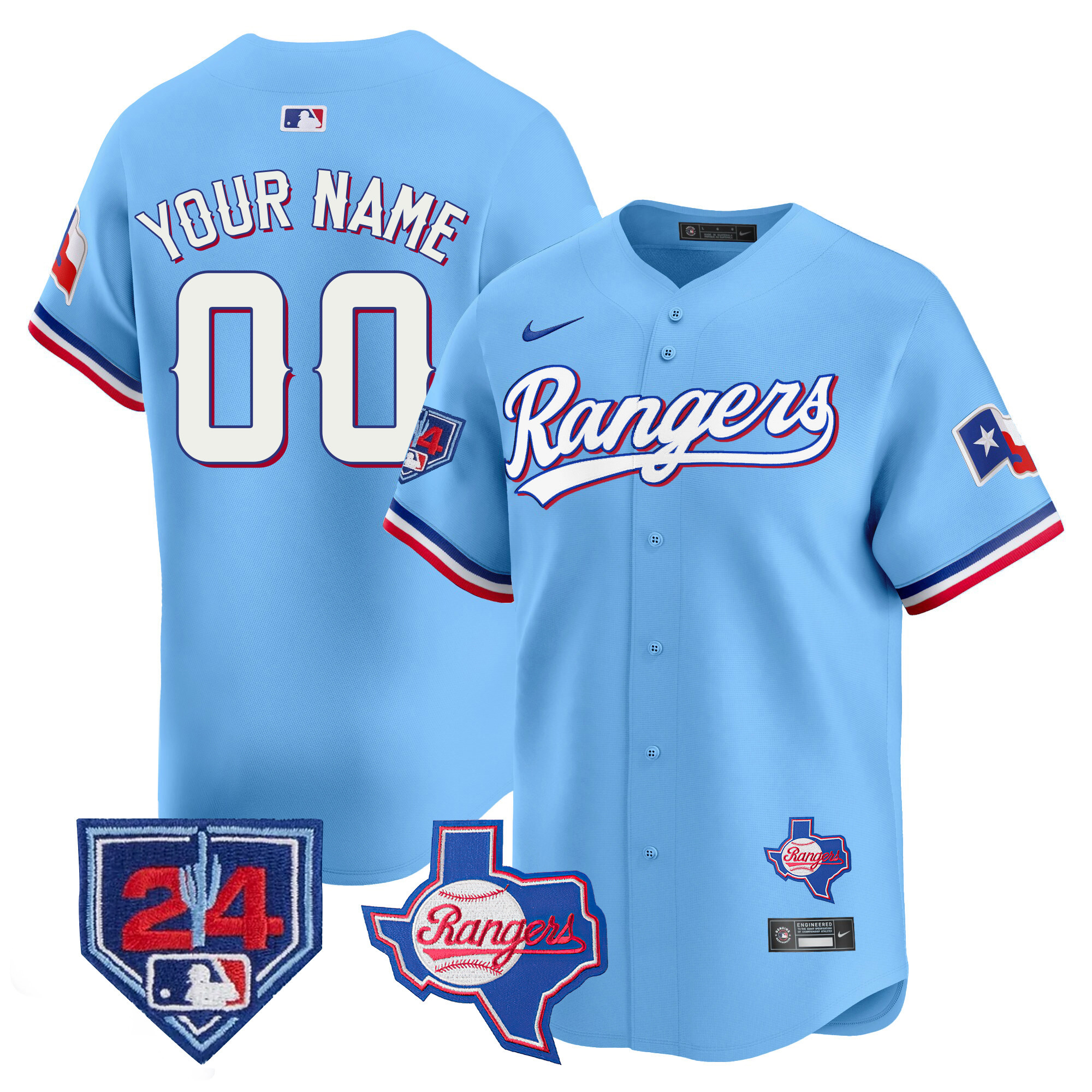 Texas Rangers 2024 Spring Training Patch Vapor Premier Limited Custom Jersey - All Stitched - Image 5