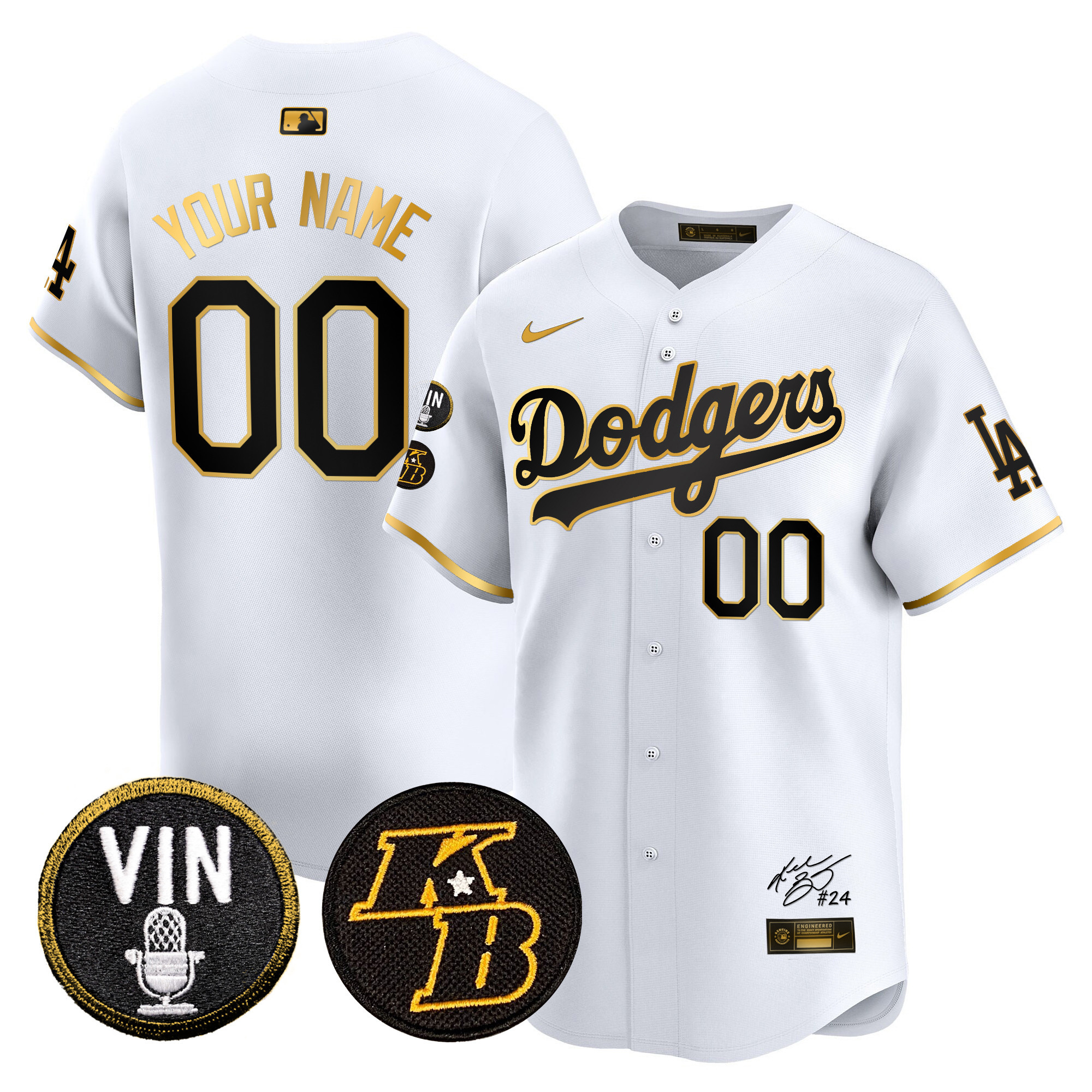 Dodgers Vin Patch & Kobe Bryant Signature Vapor Premier Limited Custom Jersey - All Stitched - Image 2