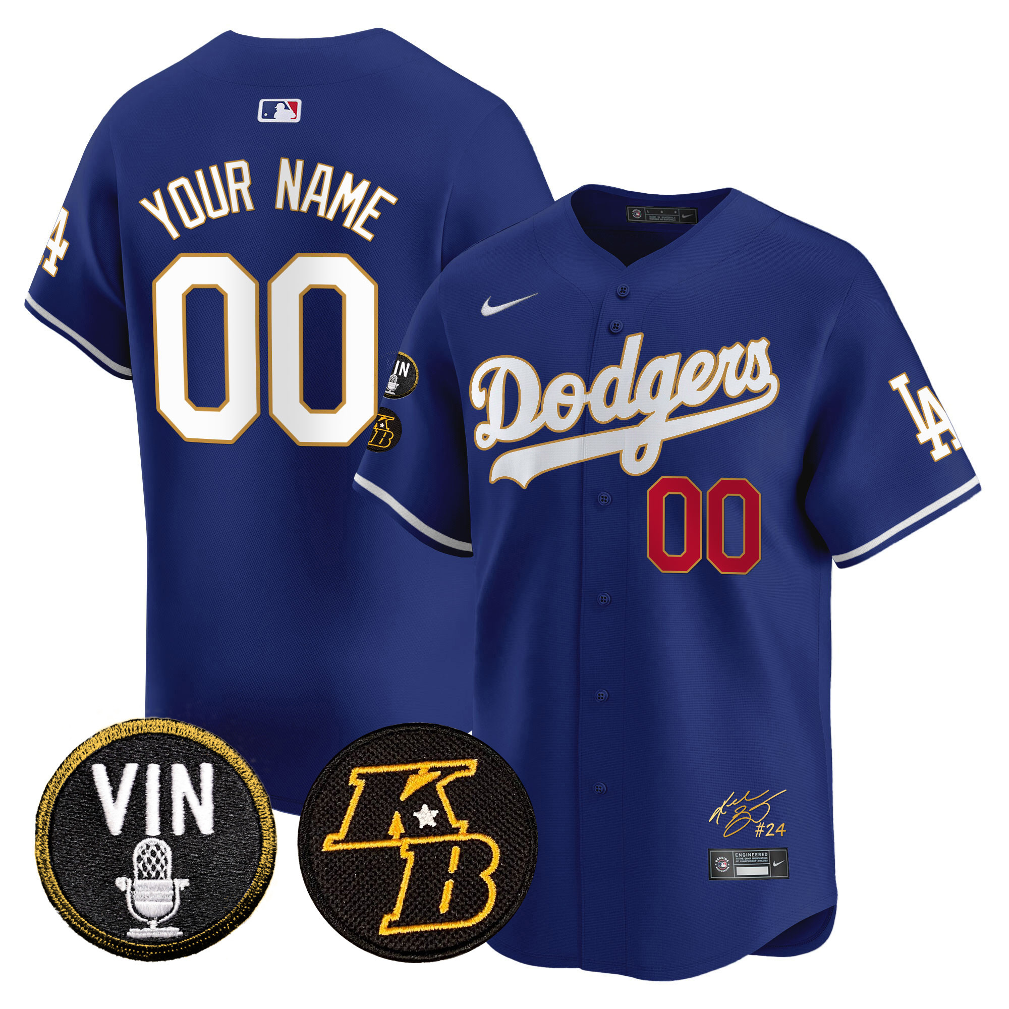 Dodgers Vin Patch & Kobe Bryant Signature Vapor Premier Limited Custom Jersey - All Stitched - Image 4