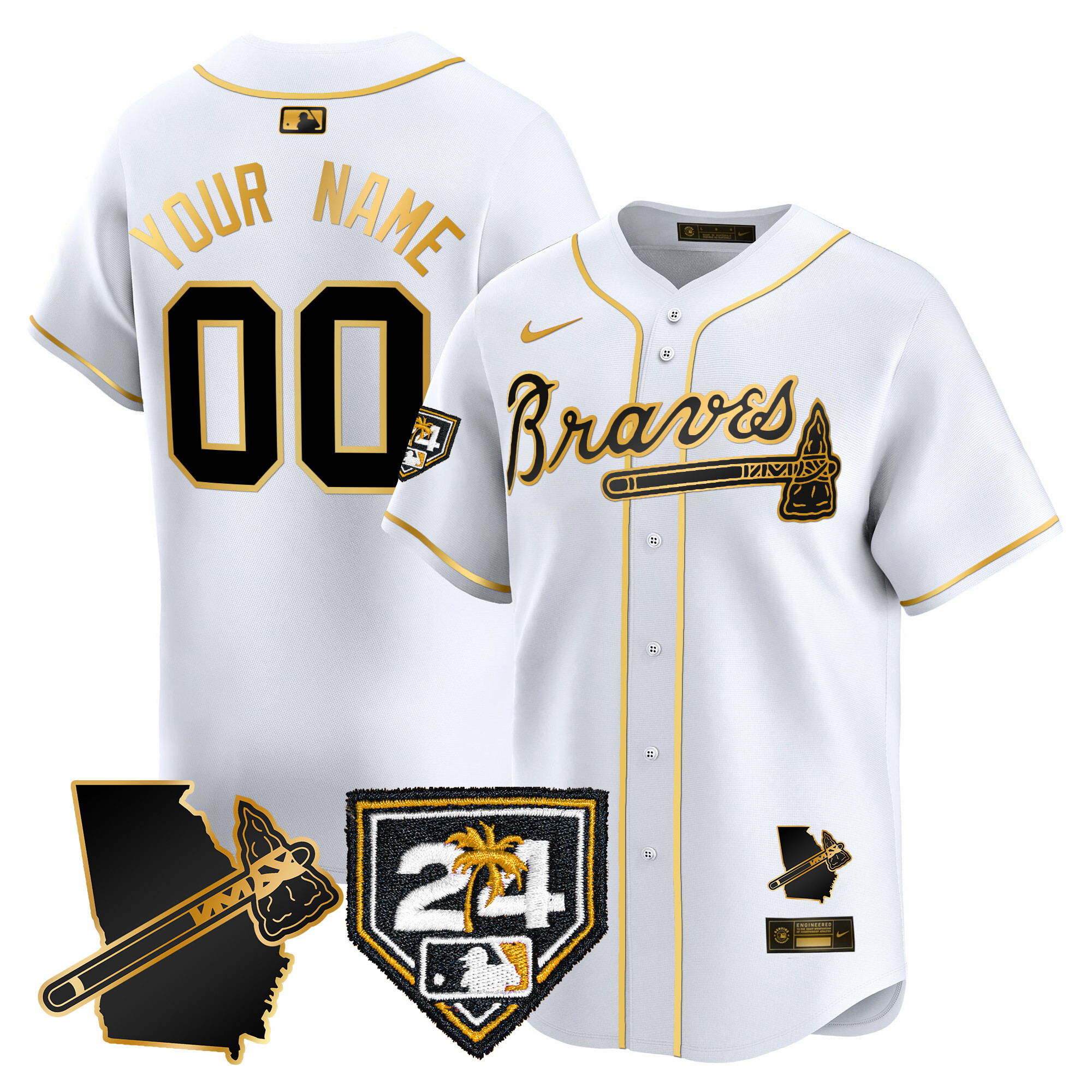 Atlanta Braves 2024 Spring Training & Georgia Patch Vapor Premier Limited Custom Jersey - All Stitched - Image 2