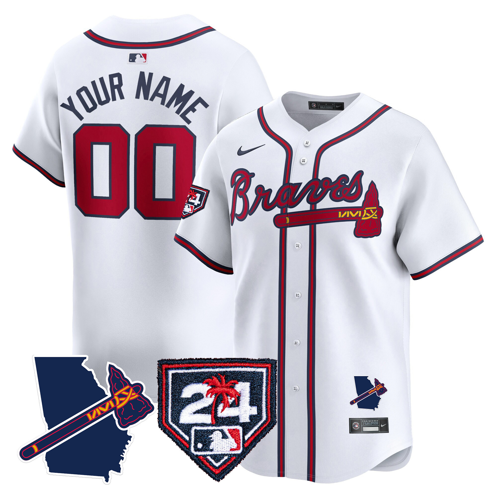 Atlanta Braves 2024 Spring Training & Georgia Patch Vapor Premier Limited Custom Jersey - All Stitched - Image 3