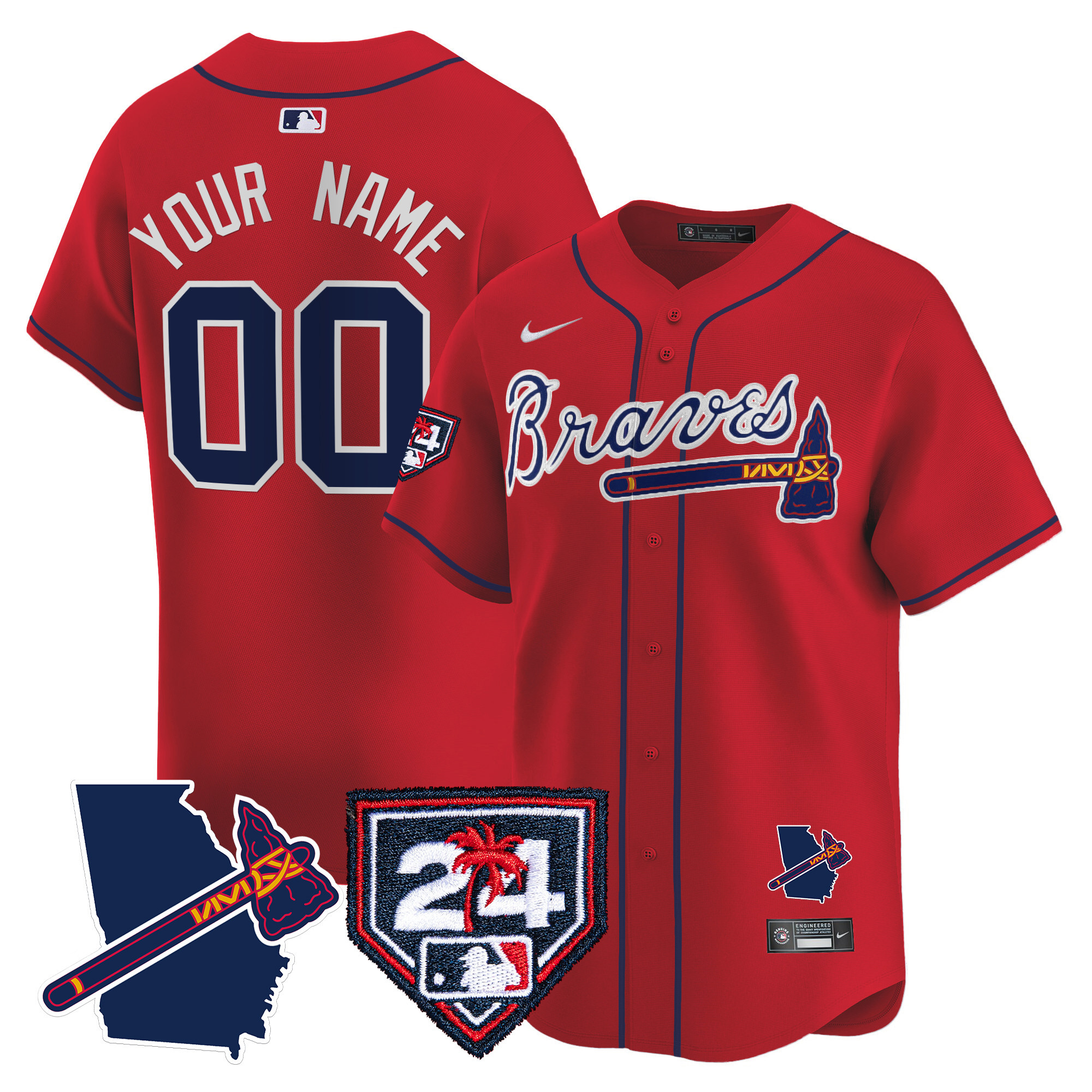 Atlanta Braves 2024 Spring Training & Georgia Patch Vapor Premier Limited Custom Jersey - All Stitched - Image 4