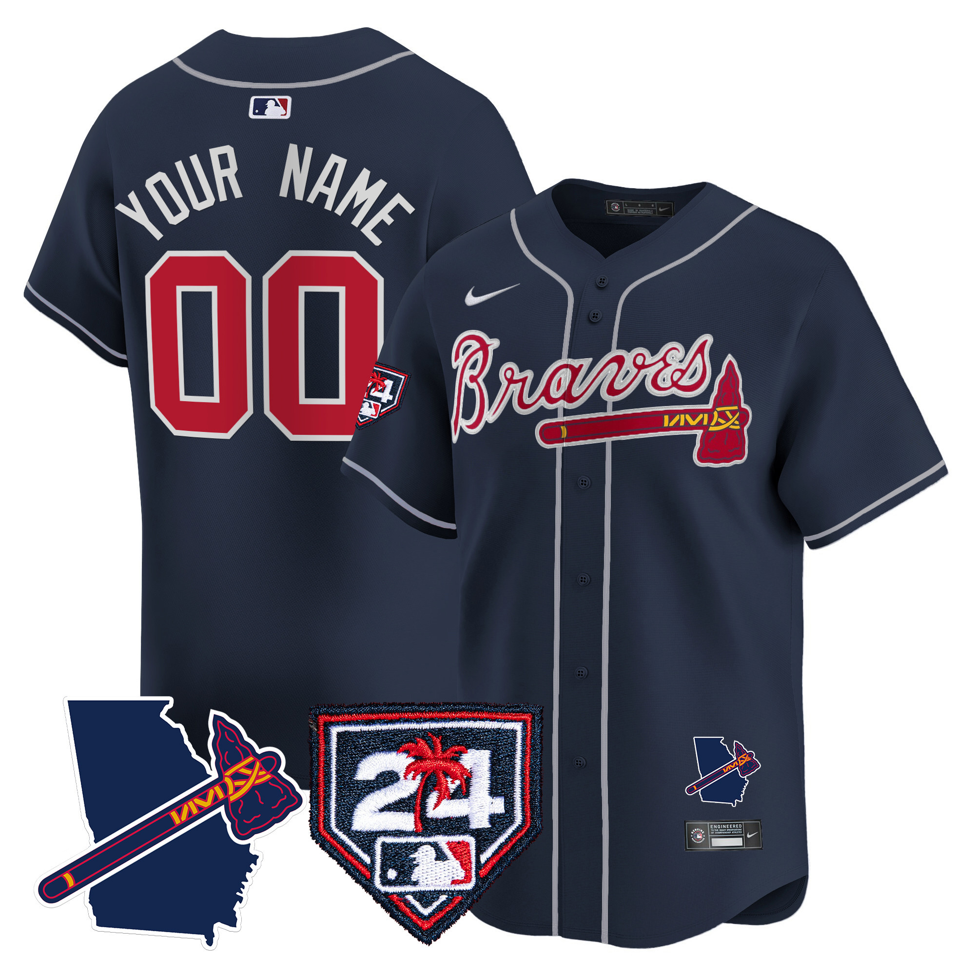 Atlanta Braves 2024 Spring Training & Georgia Patch Vapor Premier Limited Custom Jersey - All Stitched - Image 5