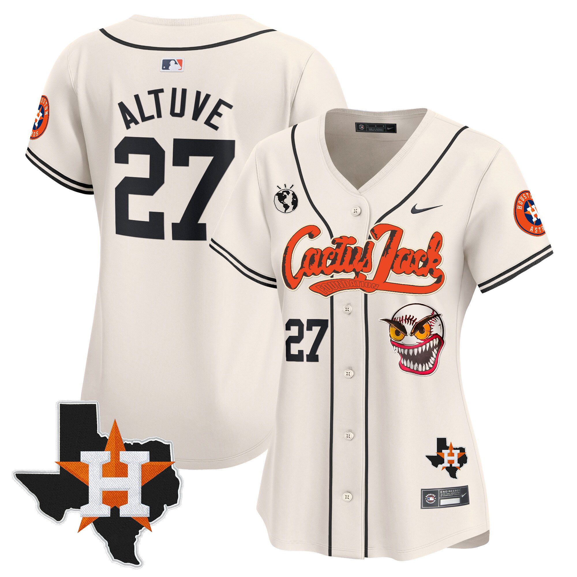 Women's Houston Astros Cactus Jack Patch Vapor Premier Limited Jersey V6 - Stitched - Image 5